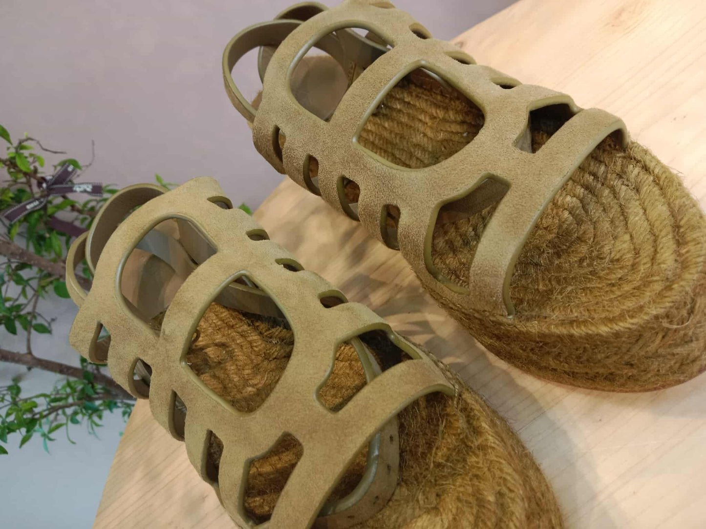 Hermes Espadrille Wedge Sandals Khaki SIze 37