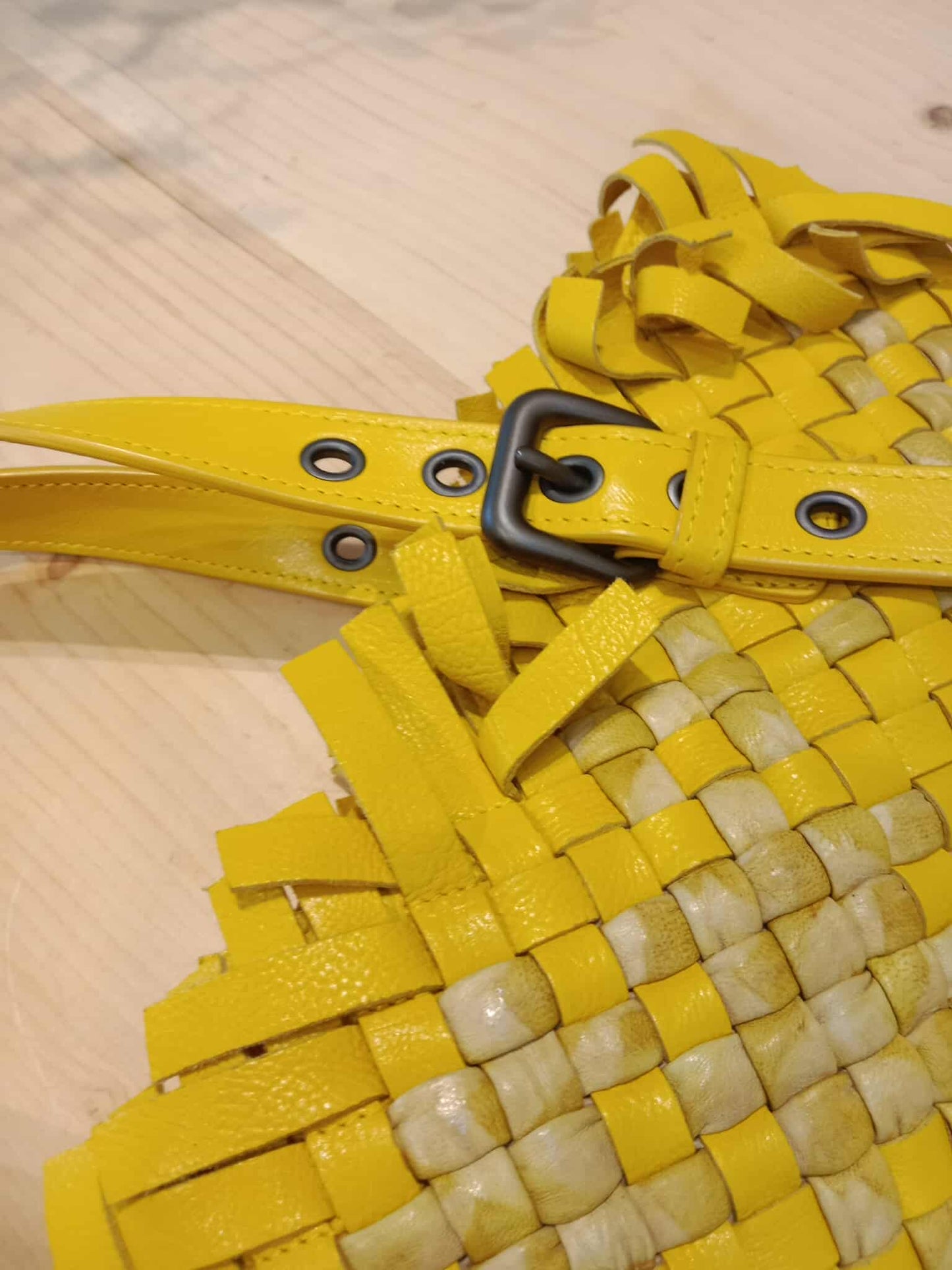 Bottega Veneta Paille Sfrangiato Aquatre Fringe Intrecciato Nappa Large Tote Yellow