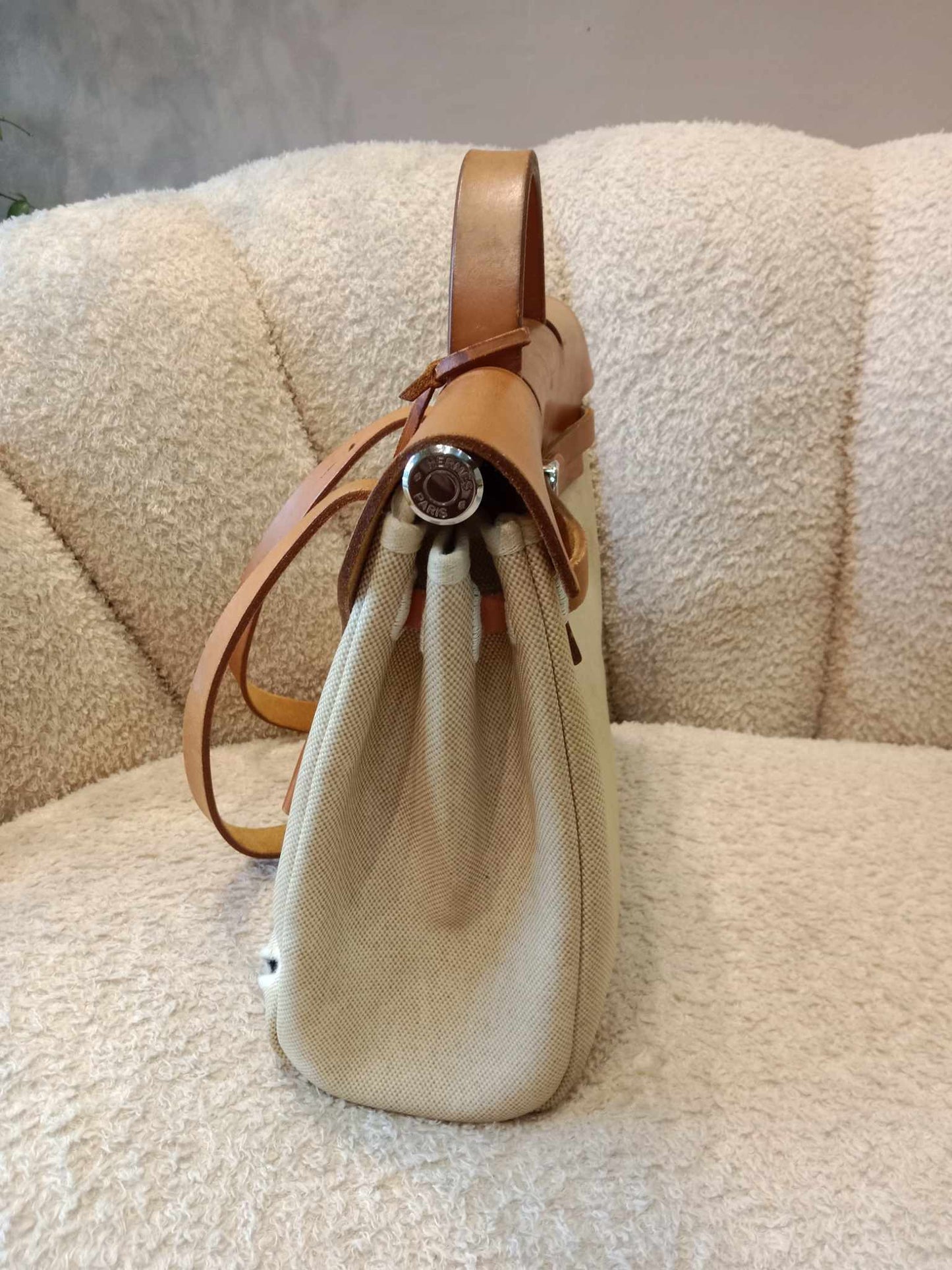 Hermes Herbag Canvas Beige/Brown Stamp B Square 1998