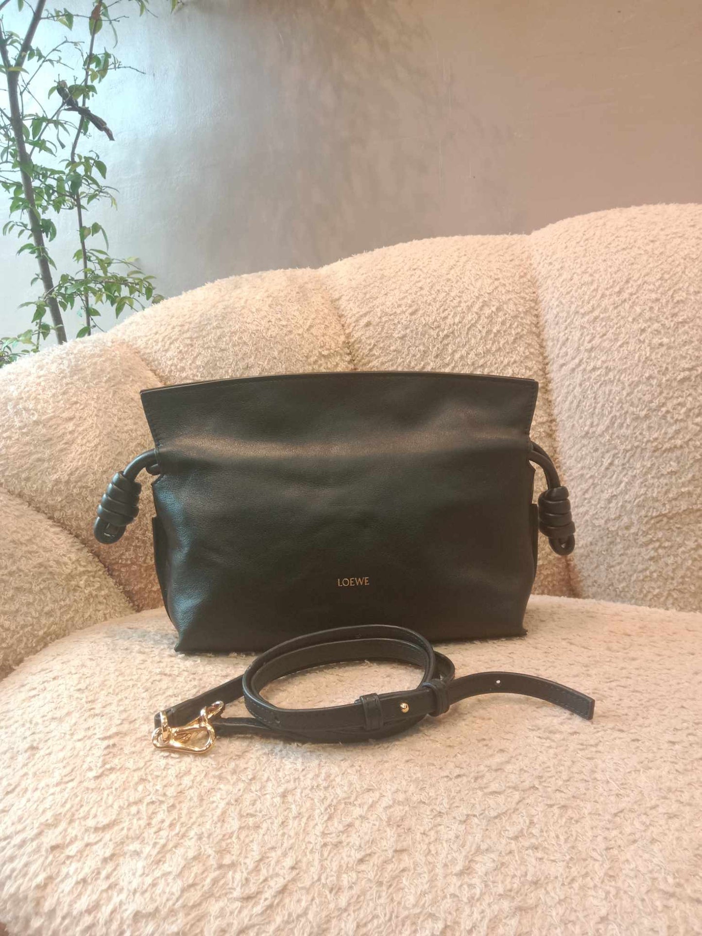 Loewe Flamenco Knot Clutch Calfskin Black