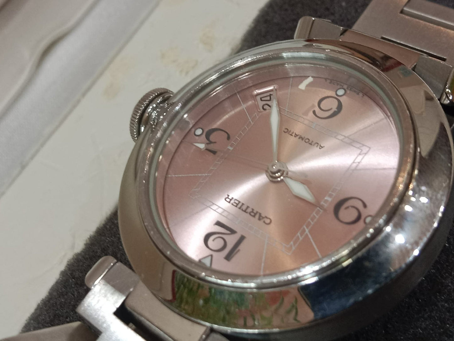 Cartier Pasha C Watch 35mm Stainless Case Pink Dial Arabic Numerals
