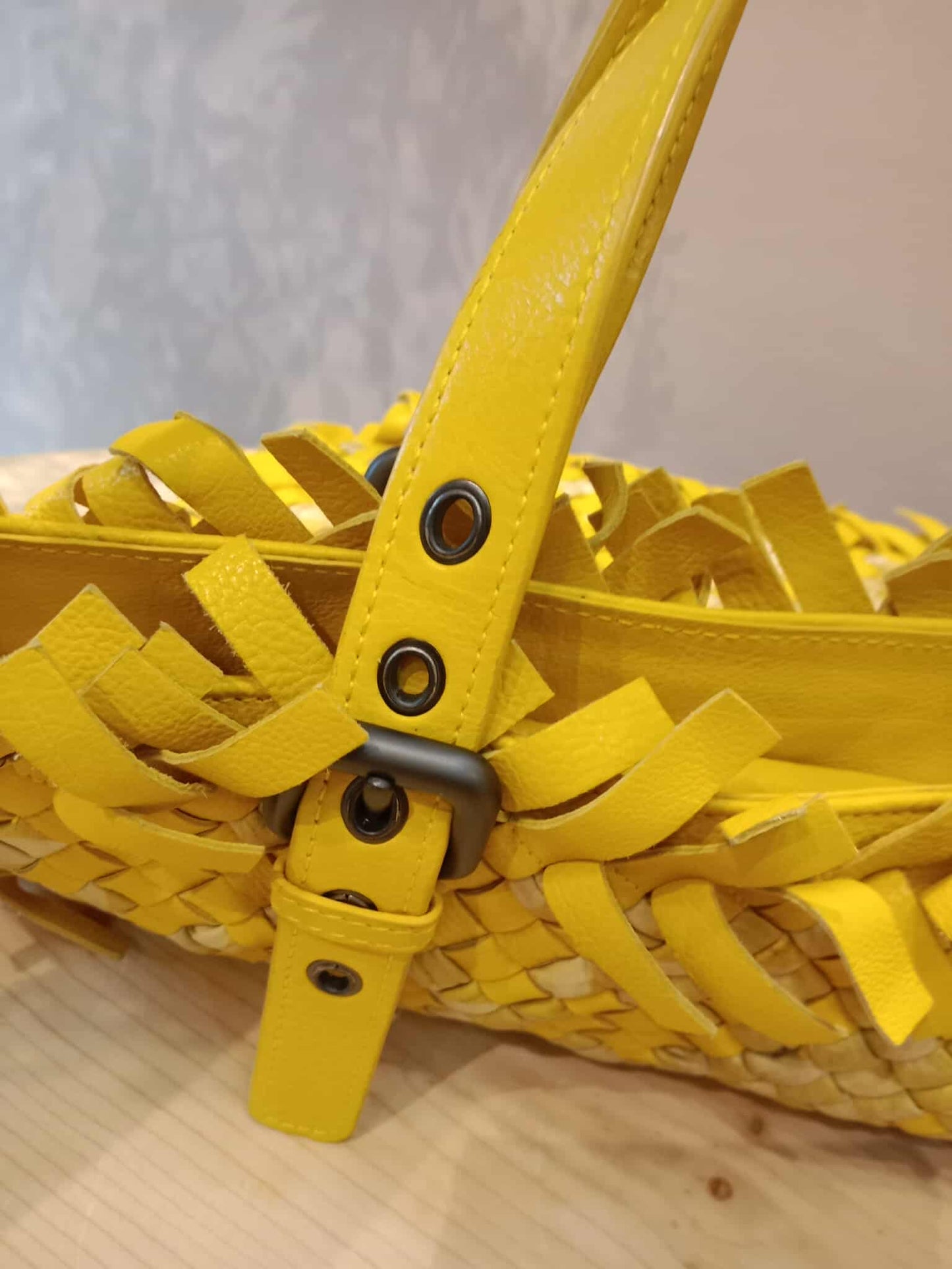 Bottega Veneta Paille Sfrangiato Aquatre Fringe Intrecciato Nappa Large Tote Yellow