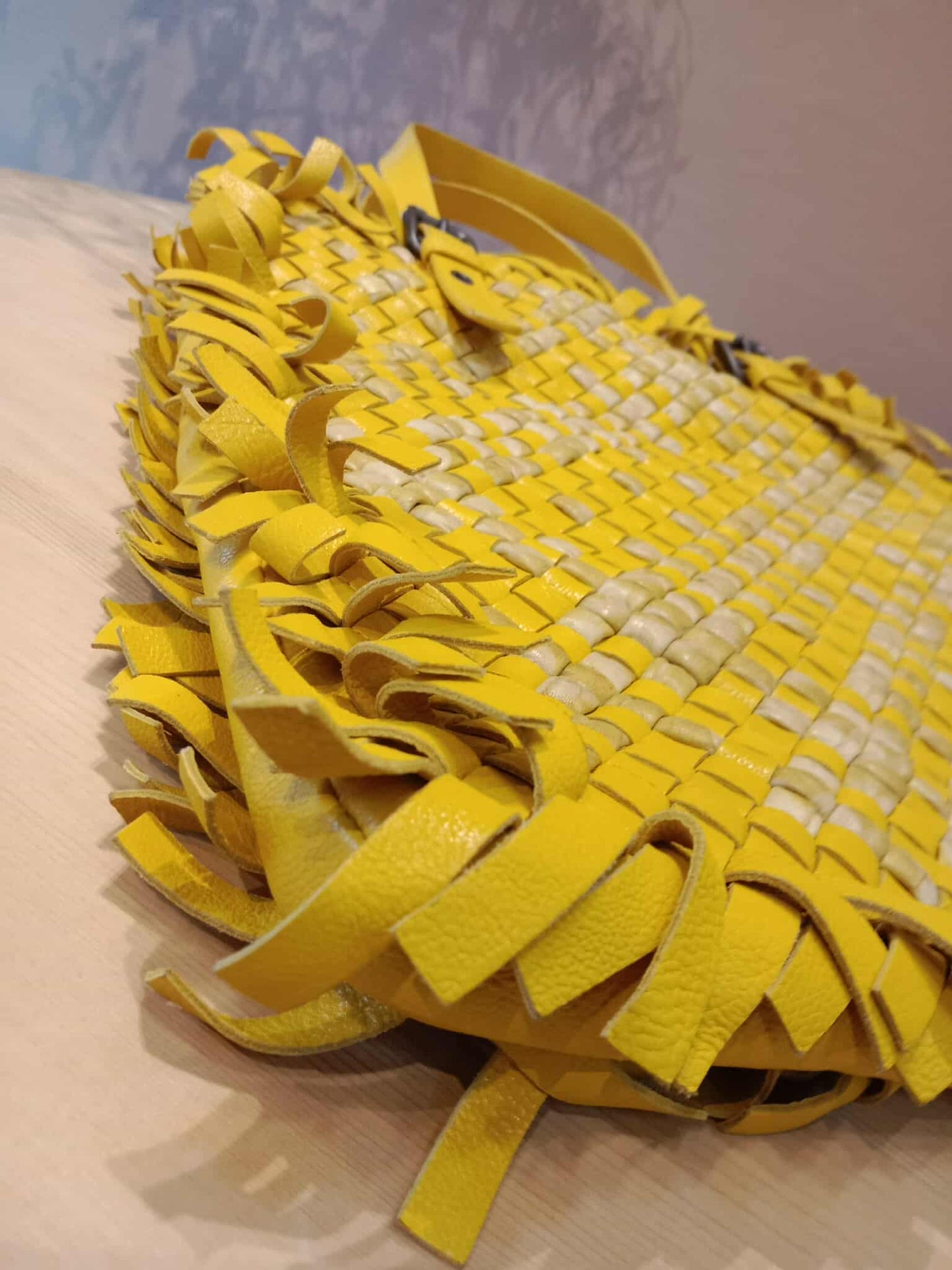 Bottega Veneta Paille Sfrangiato Aquatre Fringe Intrecciato Nappa Large Tote Yellow