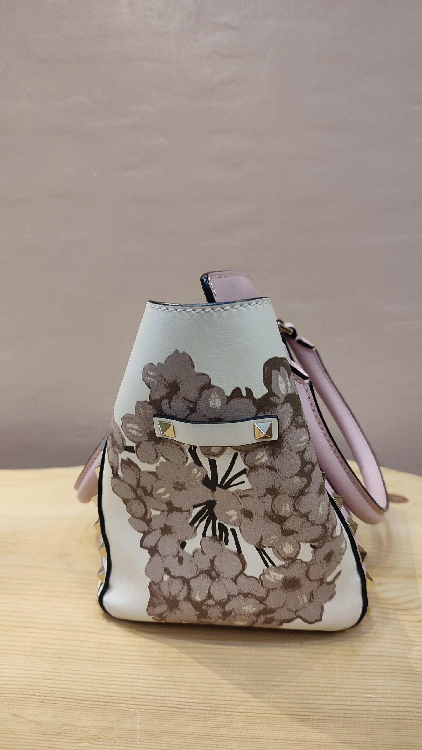 Valentino Rockstud Floral Pink Tote Bag
