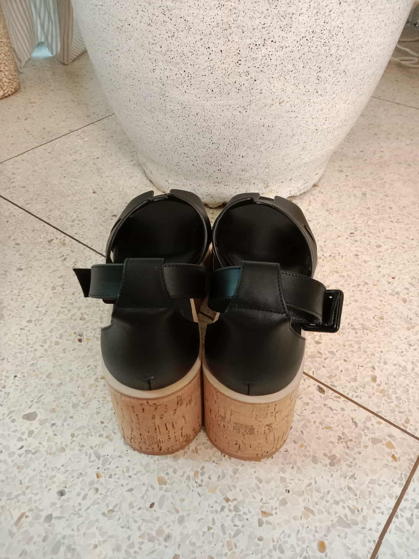 Hermes Wedge Sandals Black Size 38