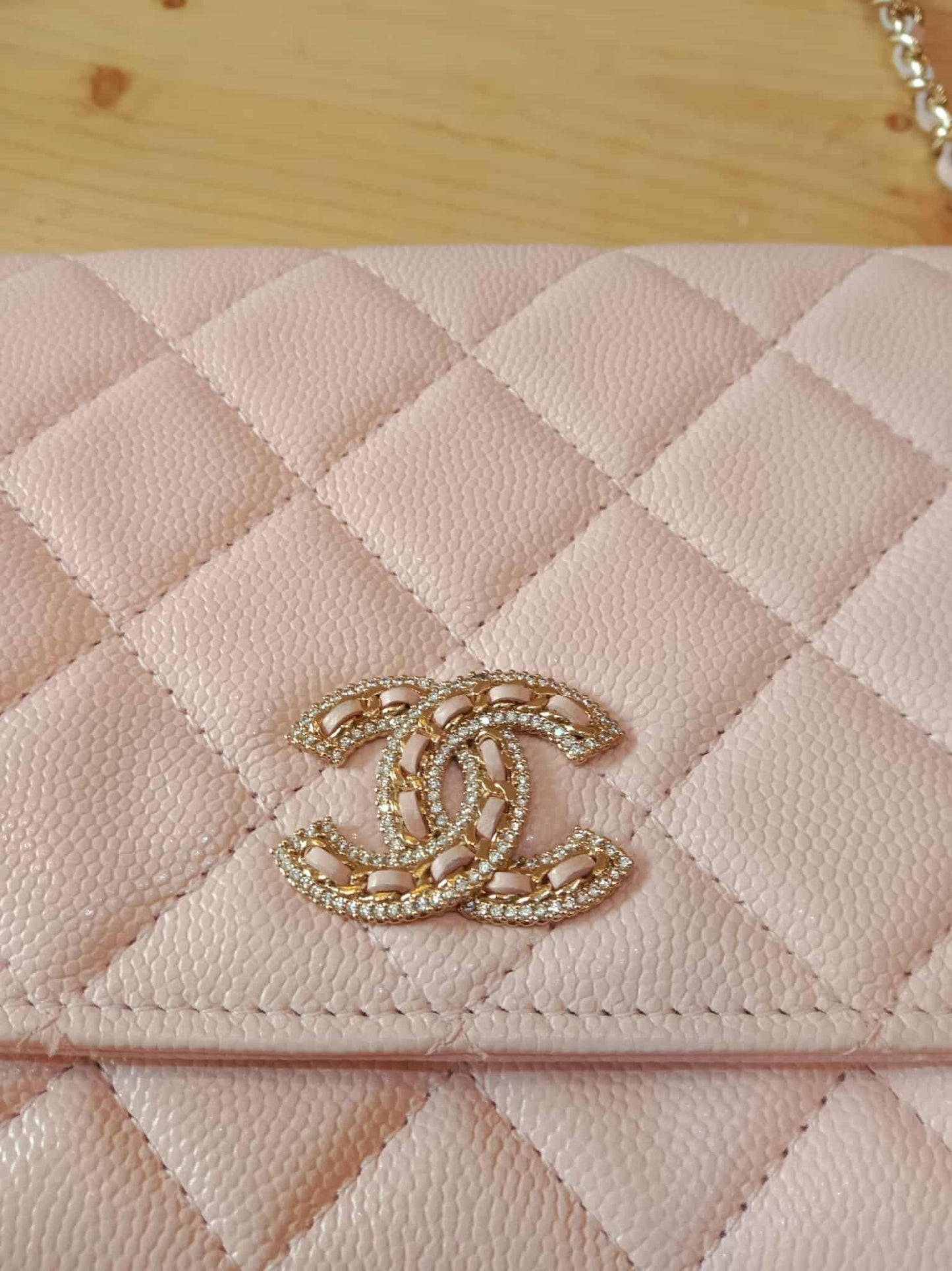 Chanel CC Wallet on Chain Light Pink Microchipped