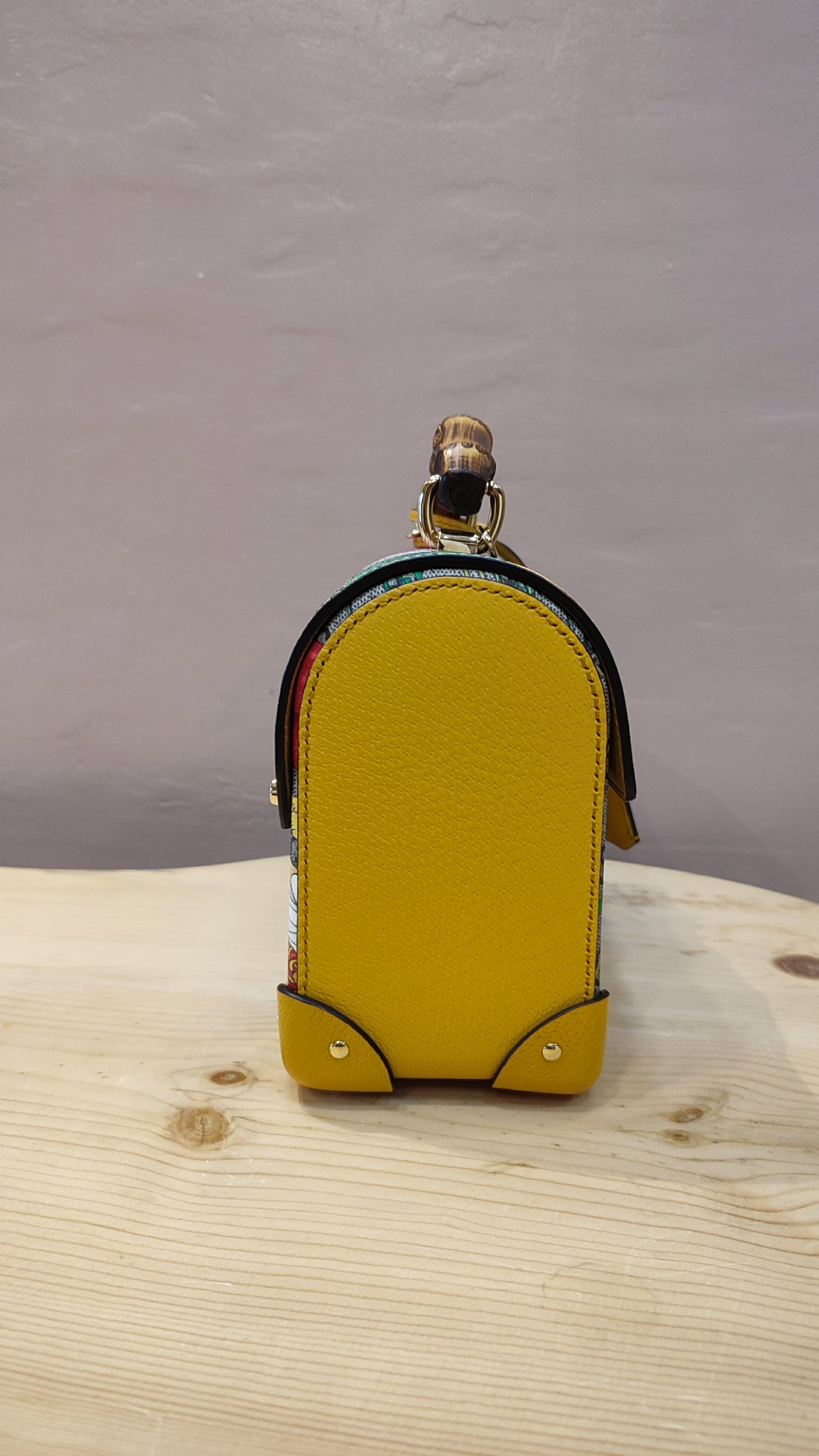 Gucci GG Floral Bamboo Bag Yellow