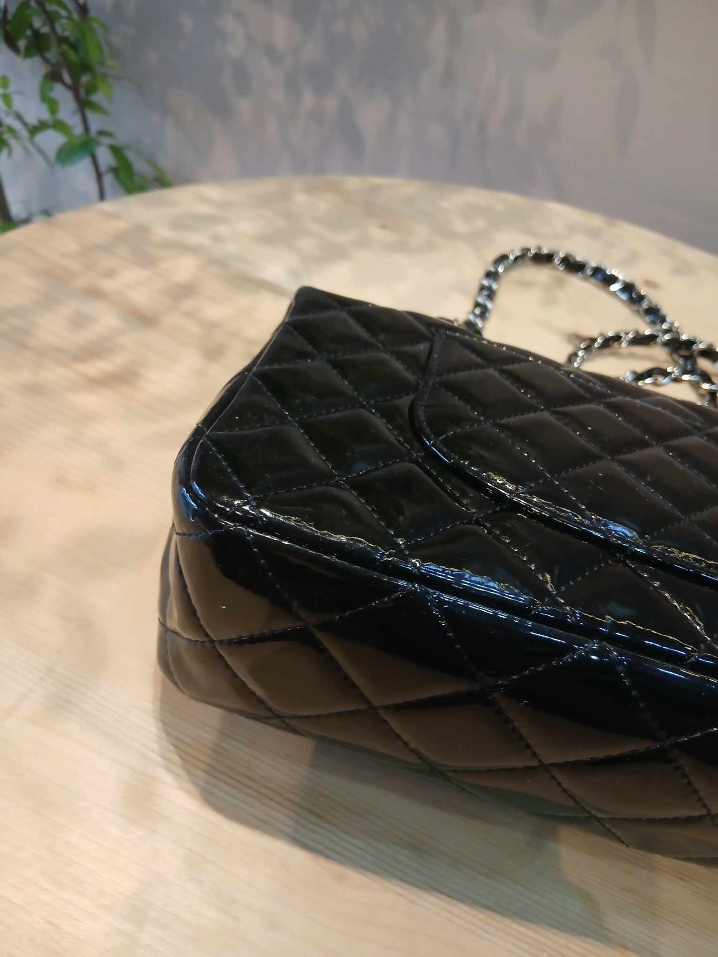Chanel Classic Quilted Patent Double Flap Bag Black Medium Series 20
