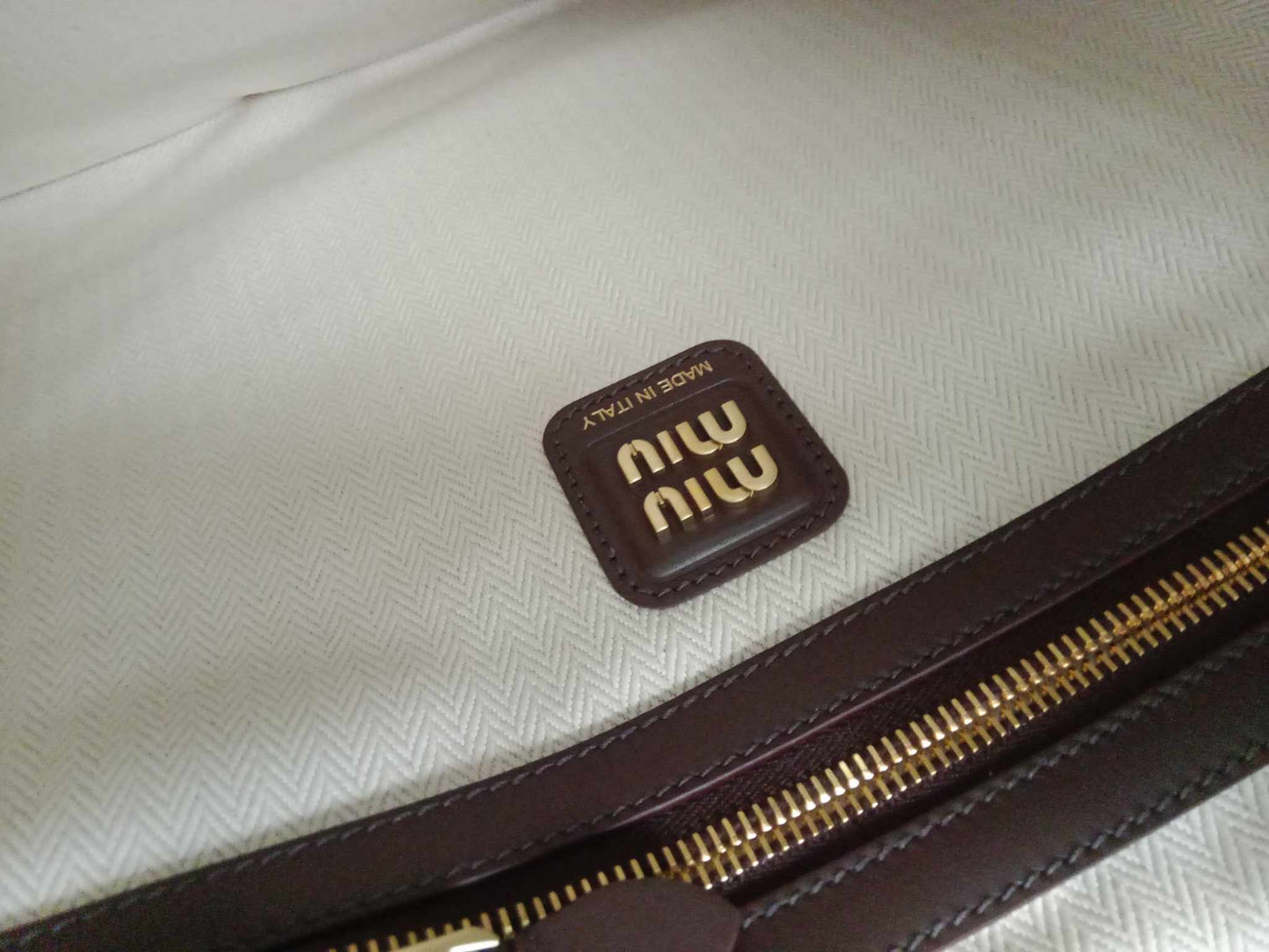 Miu Miu Upcycled Ivy Patchwork Tote Bag Brown Brandnew