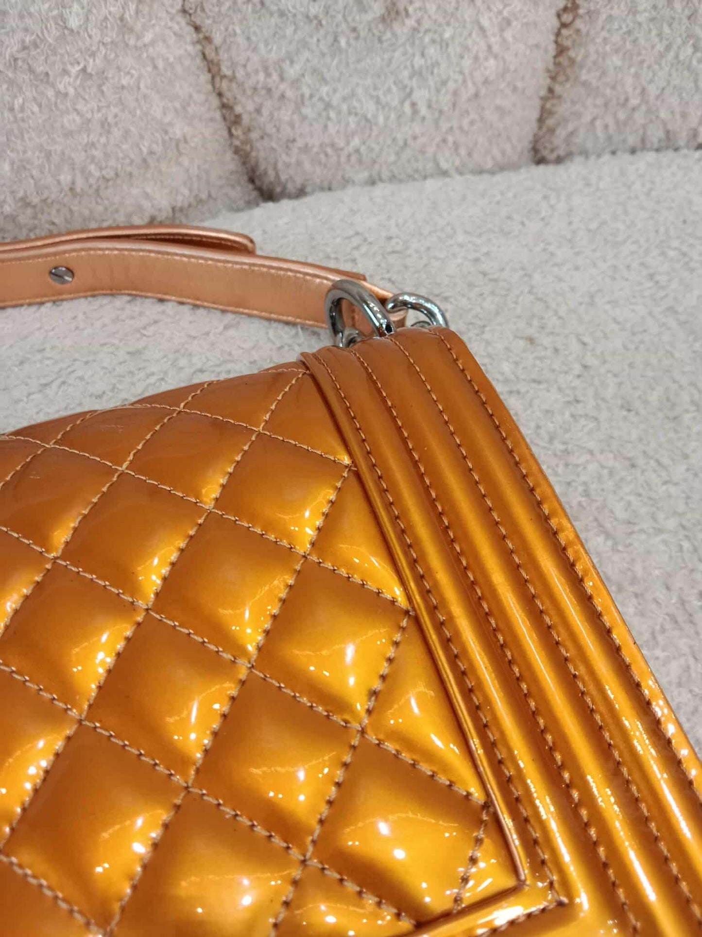 Chanel Quilted Patent Leboy Bronze Series 19