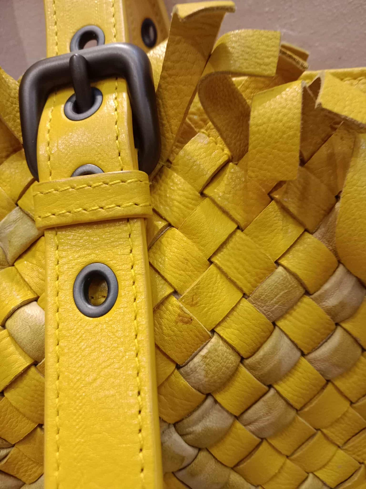 Bottega Veneta Paille Sfrangiato Aquatre Fringe Intrecciato Nappa Large Tote Yellow