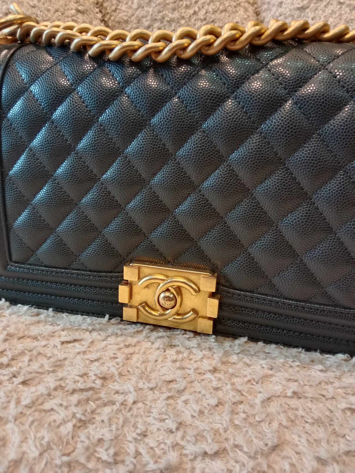 Chanel Leboy Caviar Black Old Medium Series 28