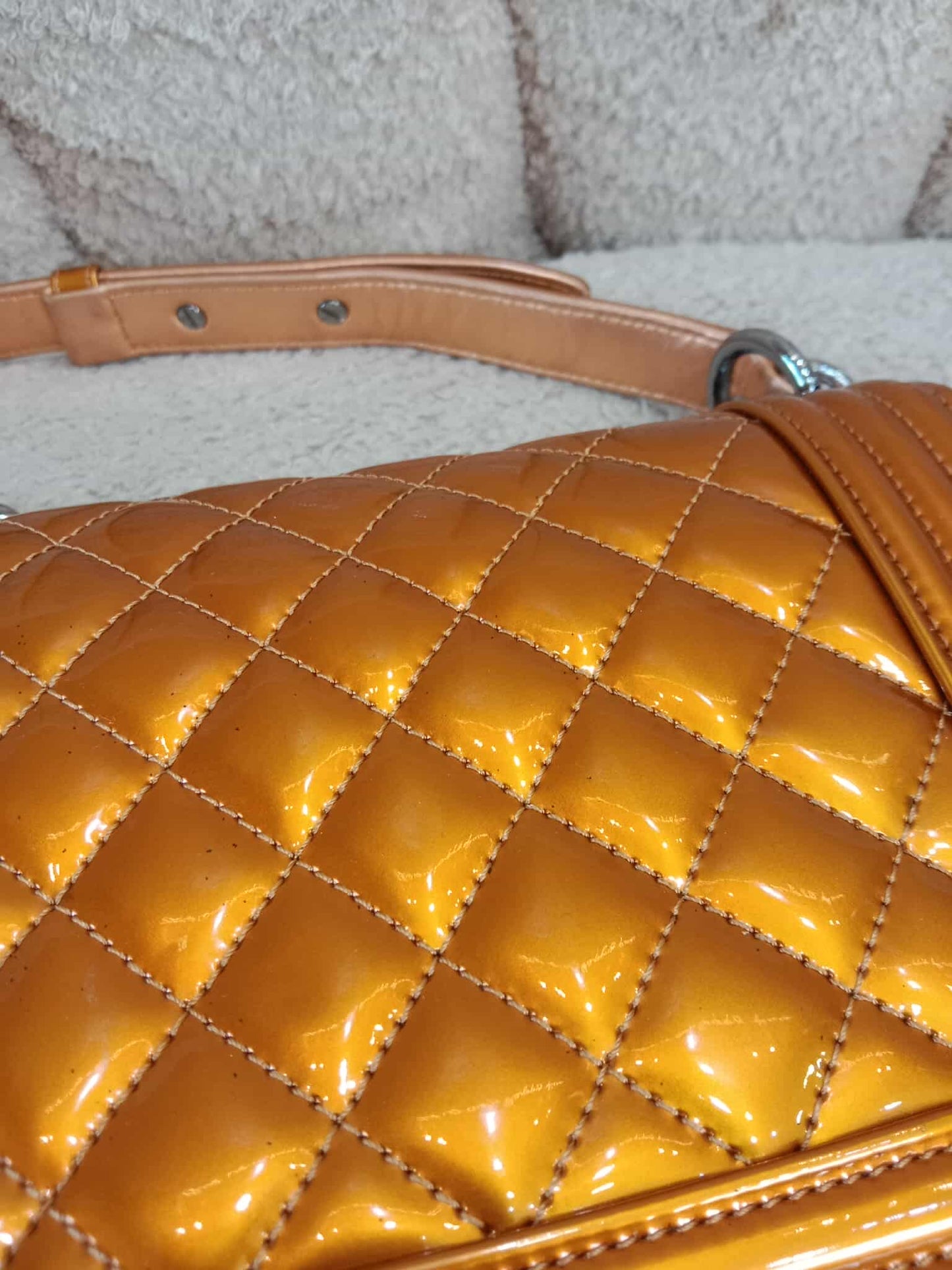 Chanel Quilted Patent Leboy Bronze Series 19