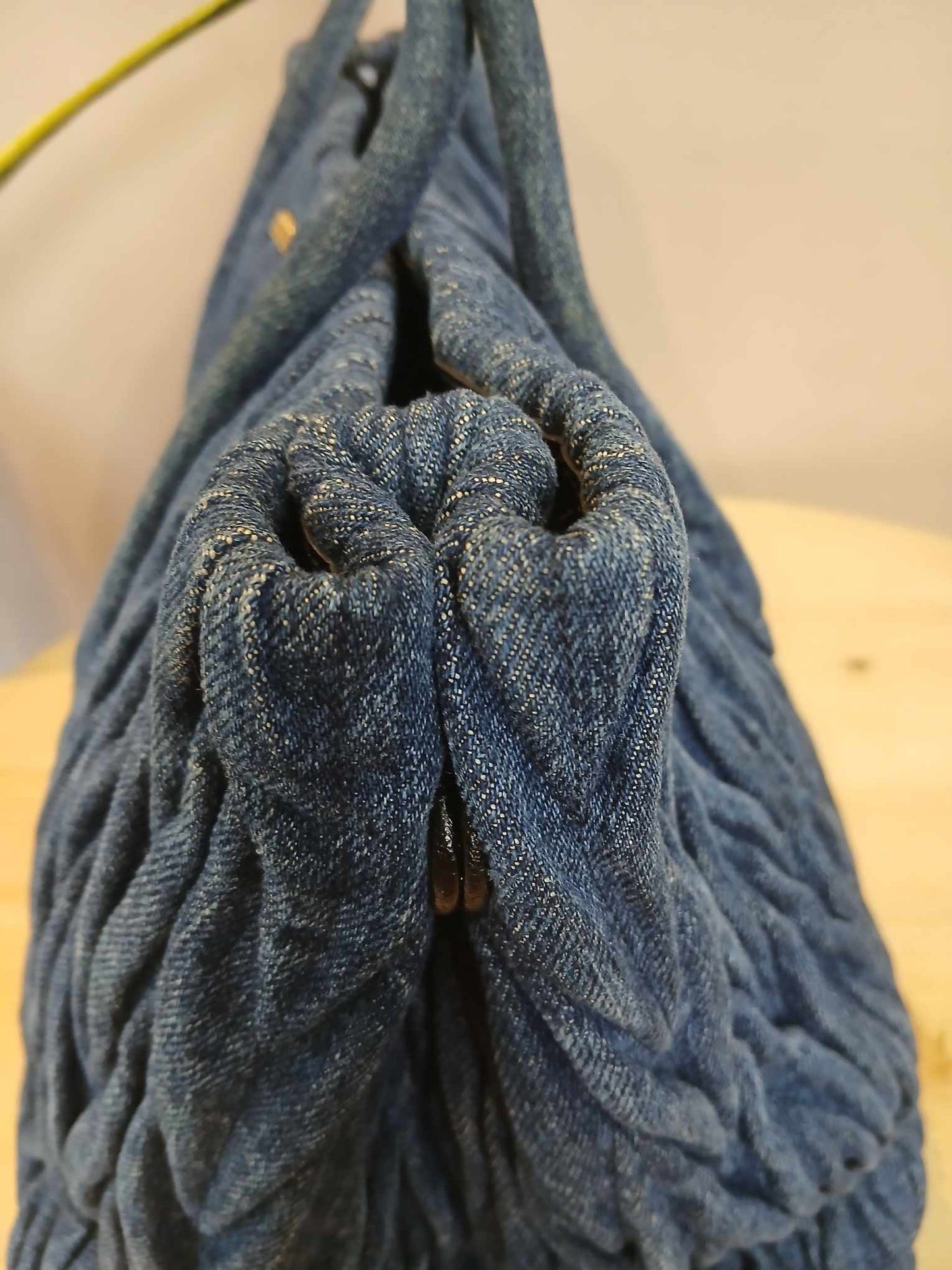 Miu Miu Matelasse Denim Tote Blue