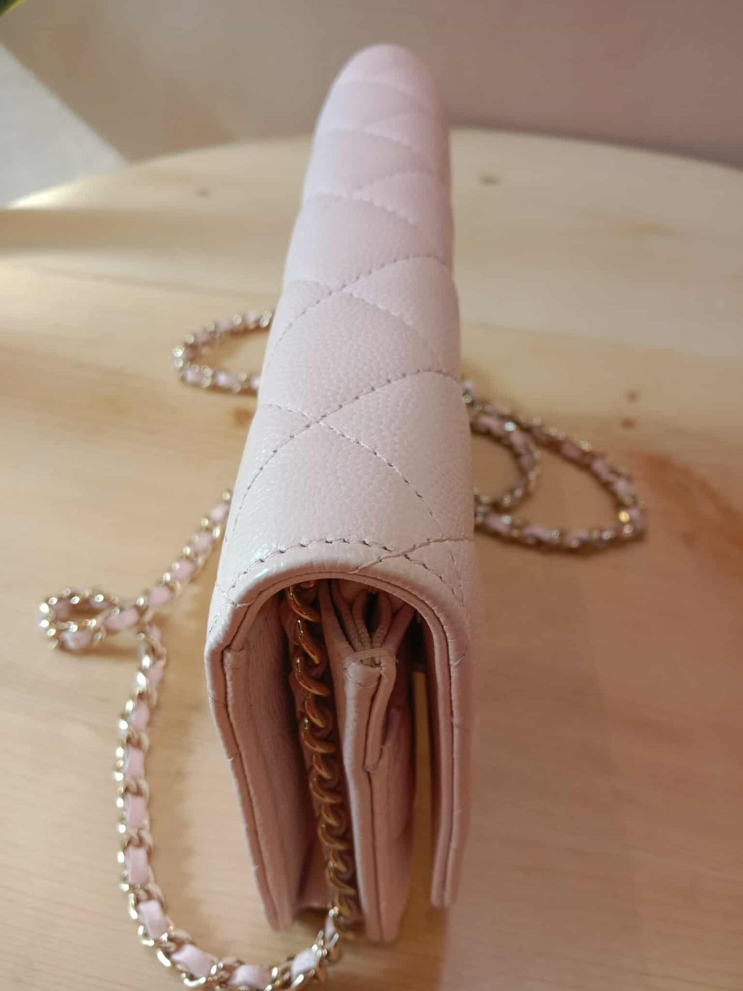 Chanel CC Wallet on Chain Light Pink Microchipped