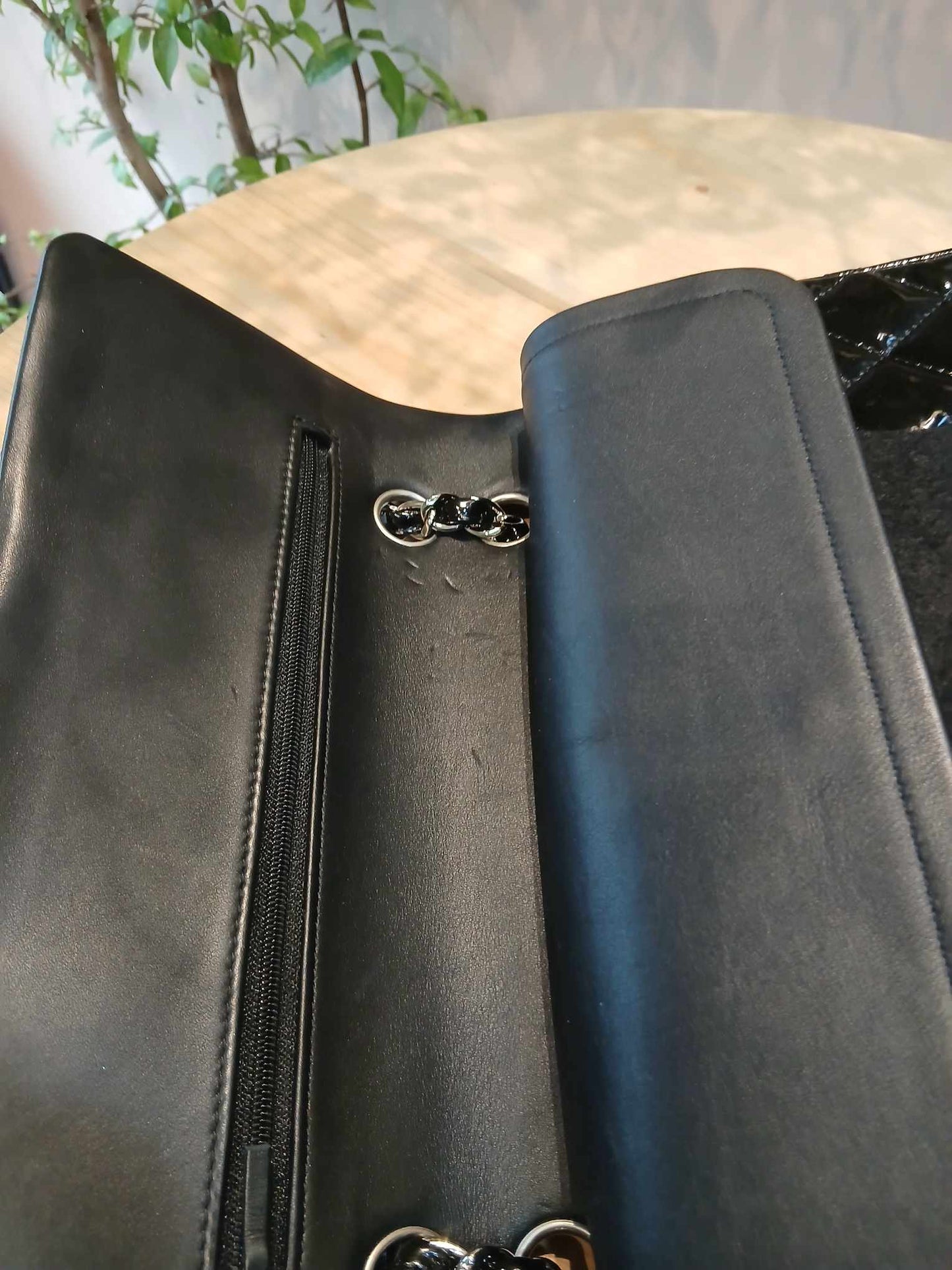 Chanel Classic Quilted Patent Double Flap Bag Black Medium Series 20
