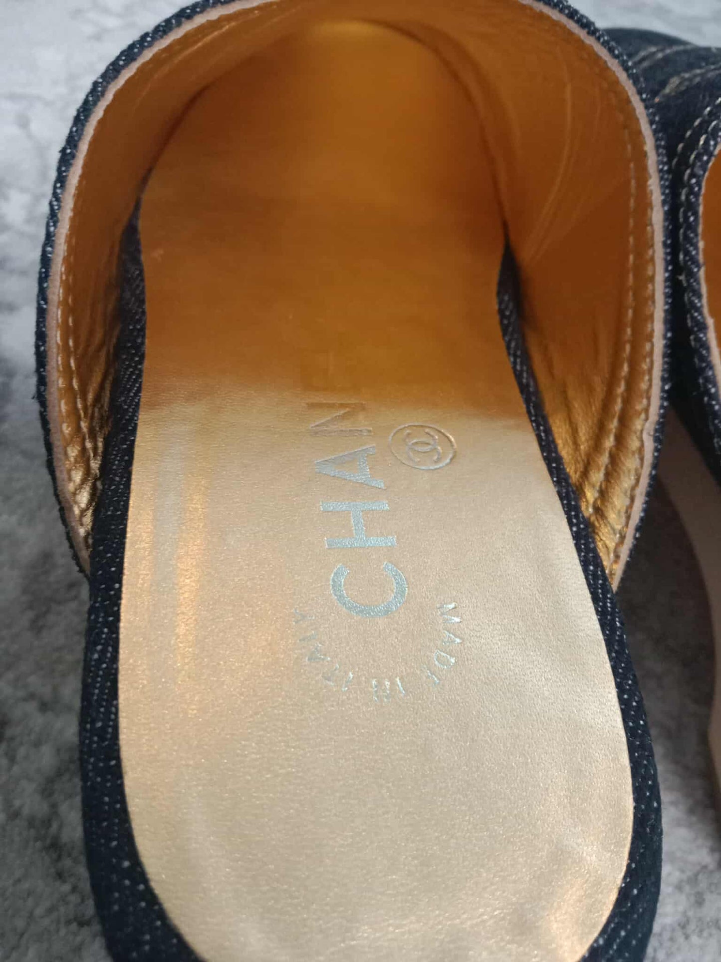 Chanel Sabot Coco Mark Denim Vintage Sandals Size 36