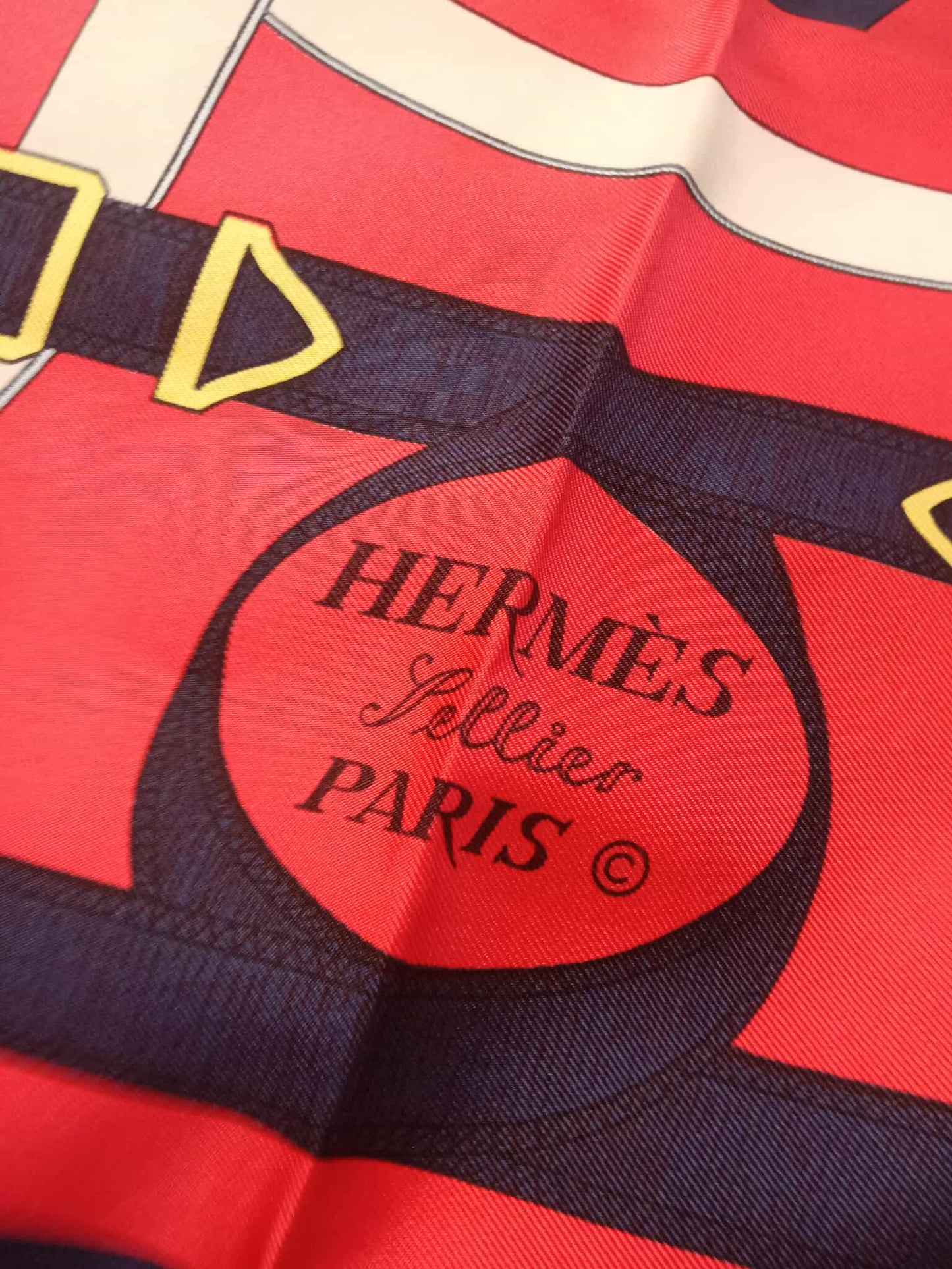 Hermes Carre 90 Eperon Dor Golden Spur Silk Scarf