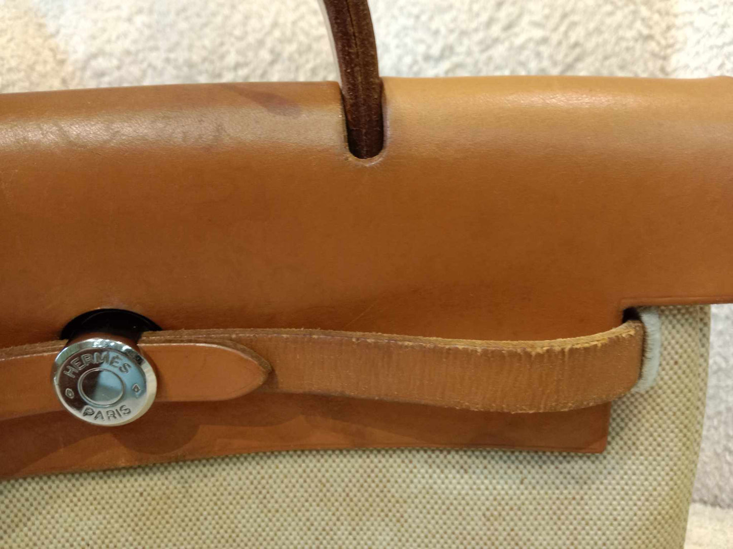 Hermes Herbag Canvas Beige/Brown Stamp B Square 1998