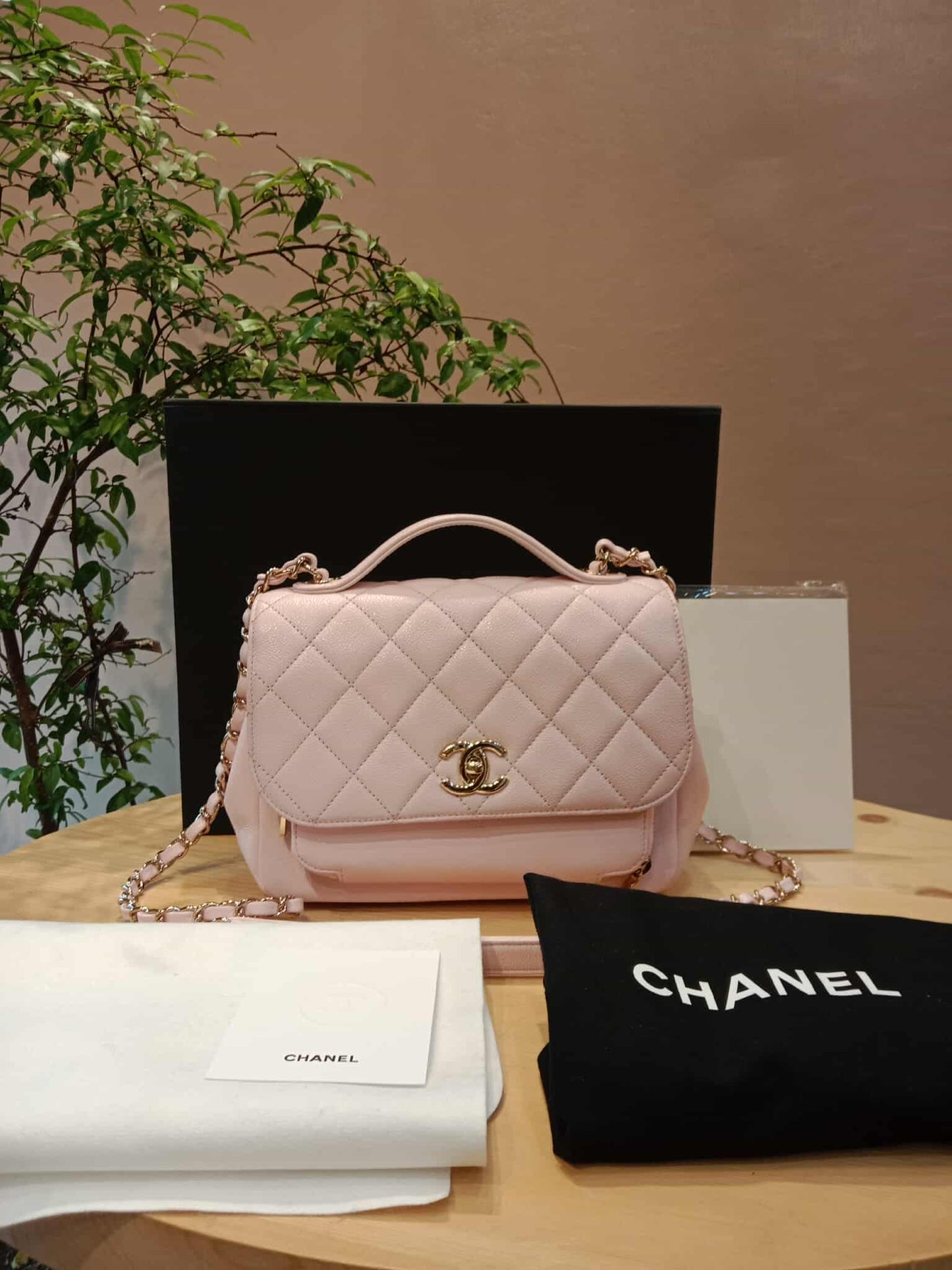 Chanel Business Affinity Light Pink Caviar Medium Microchipped