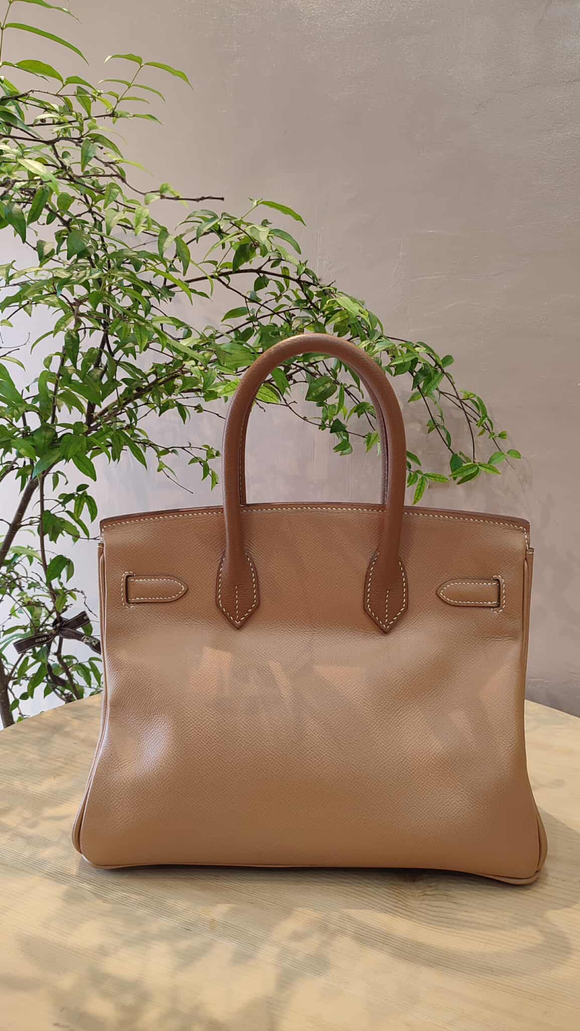 Hermes Birkin 30 Bicolor Gold/Biscuit Epsom Stamp G Square 2003 GHW