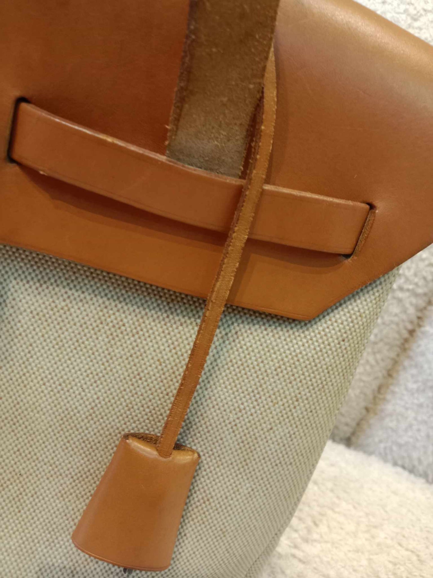 Hermes Herbag Canvas Beige/Brown Stamp B Square 1998