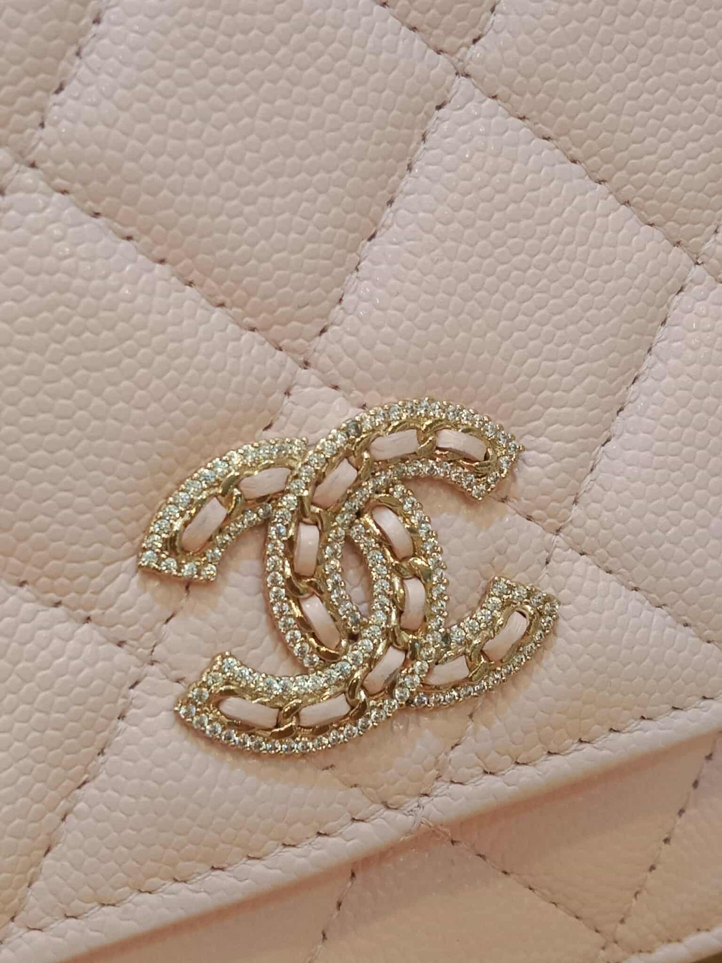 Chanel CC Wallet on Chain Light Pink Microchipped