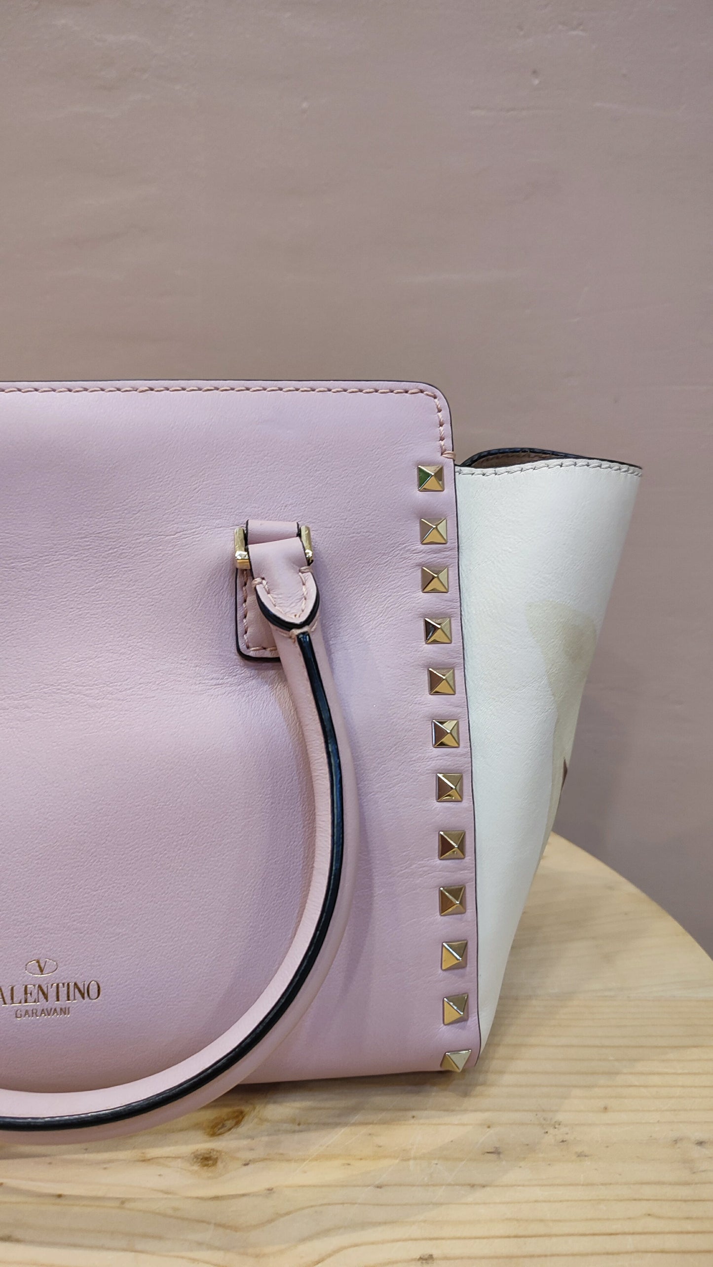 Valentino Rockstud Floral Pink Tote Bag