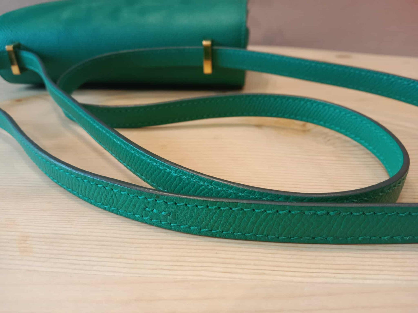 Hermes Constance 18 Green Epsom Stamp C 2018