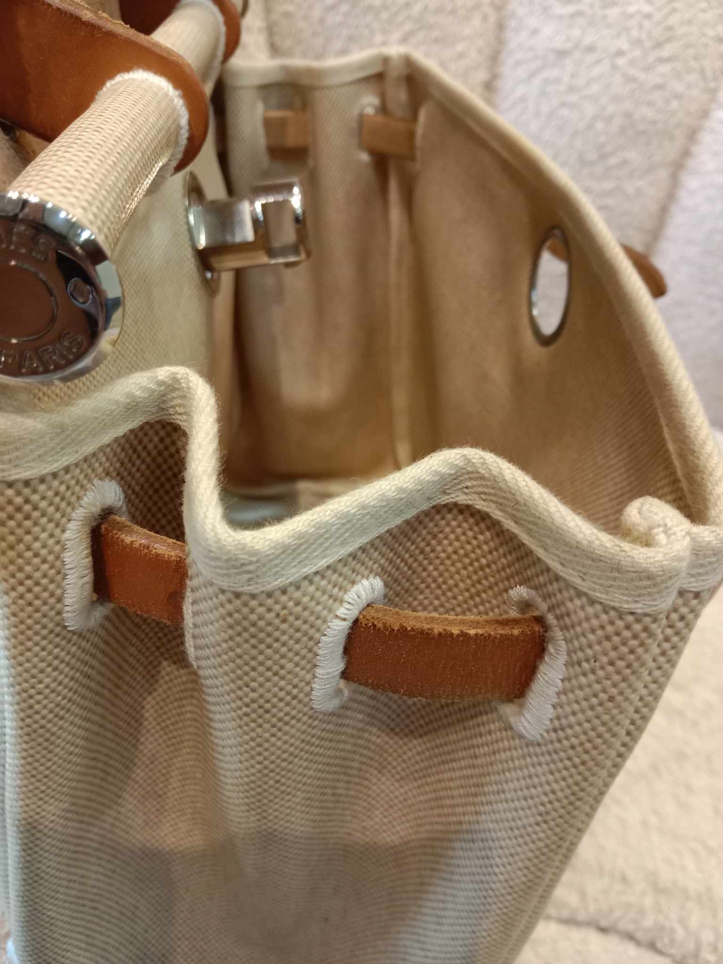 Hermes Herbag Canvas Beige/Brown Stamp B Square 1998