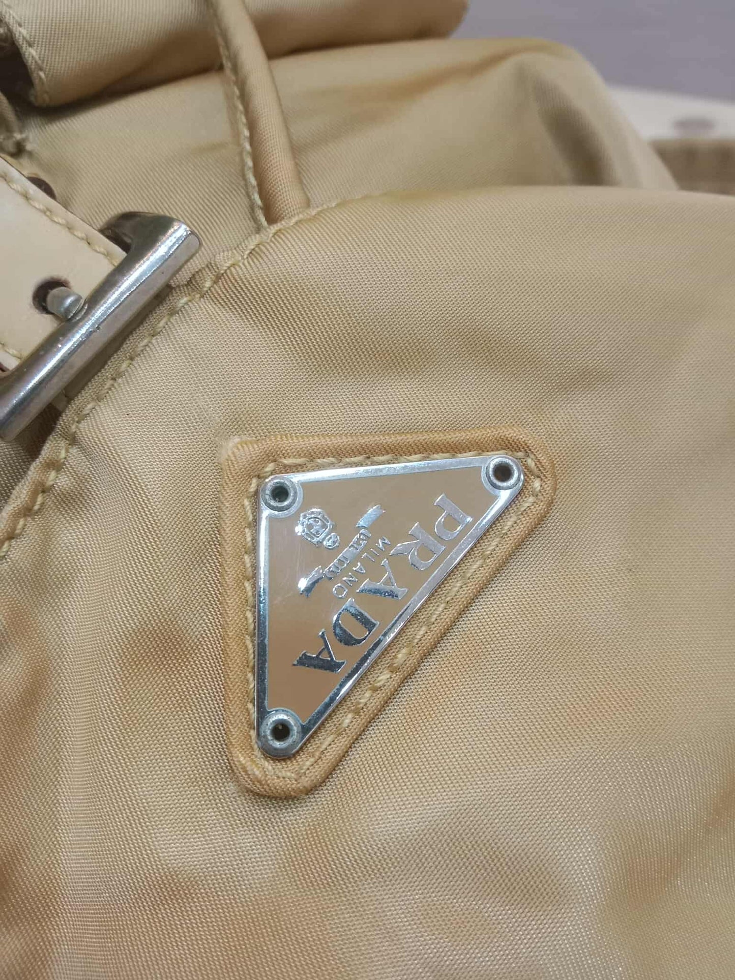 Prada Nylon Backpack Small Beige