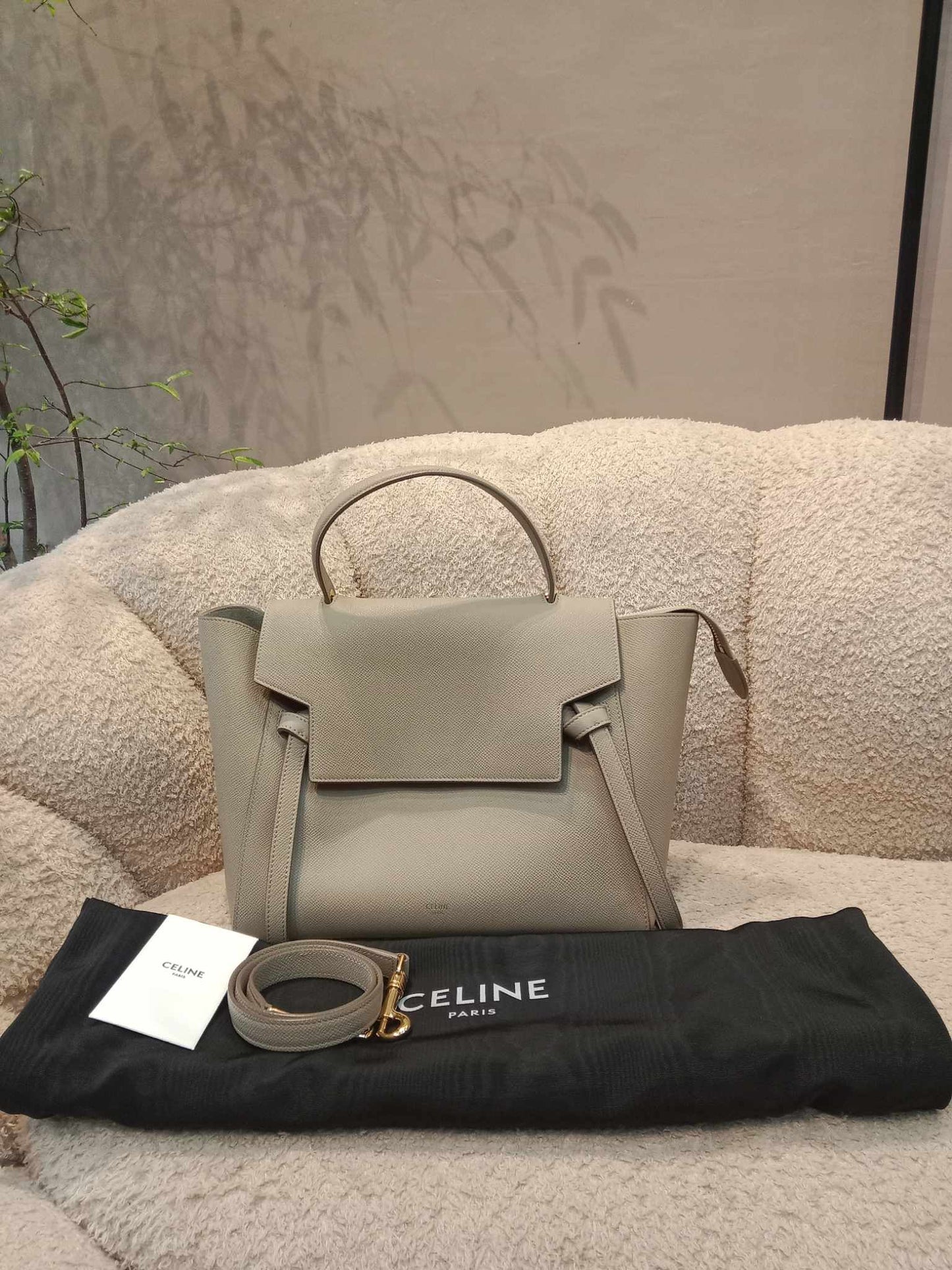 Celine Grained Calfskin 2-Way Micro Belt Bag Taupe