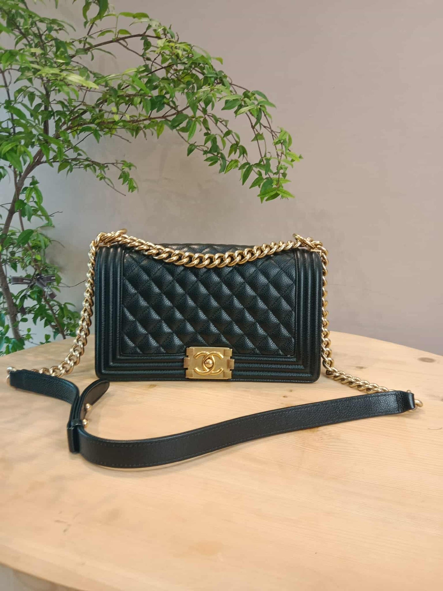Chanel Leboy Old Medium Quilted Caviar Black Series 25