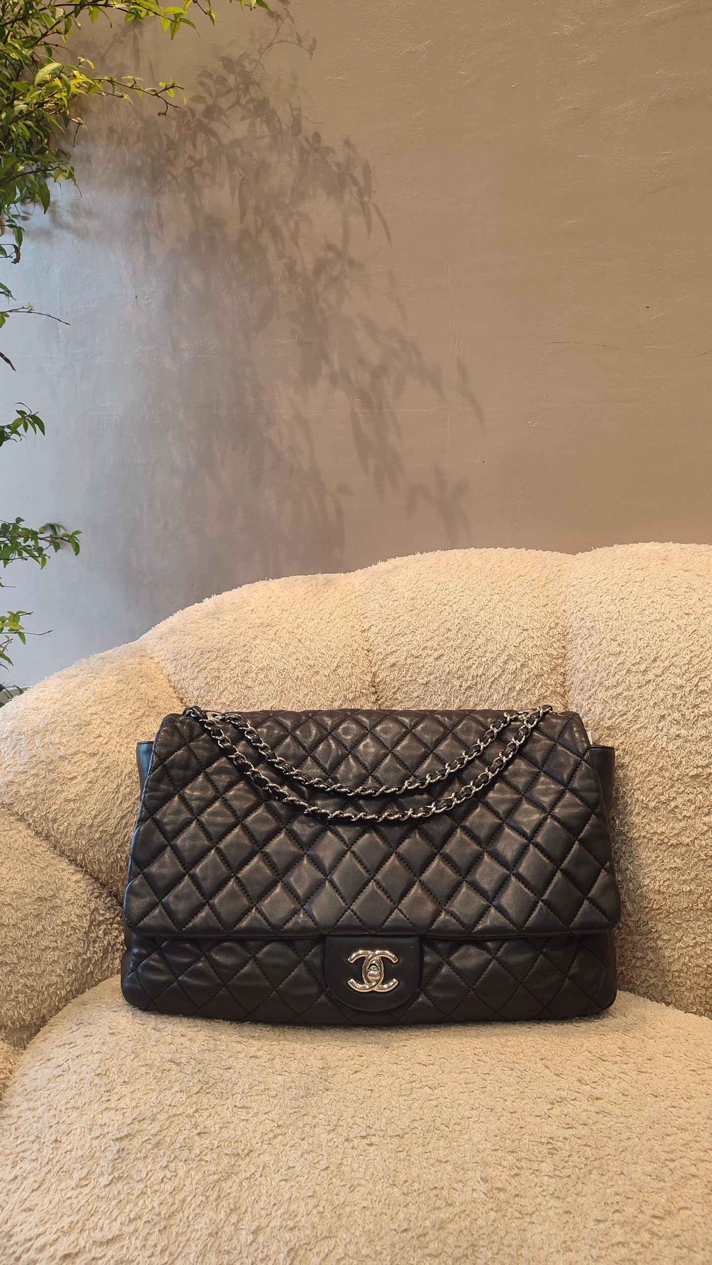 Chanel Coco Rain Single XXL Flap Lambskin Black Series 14