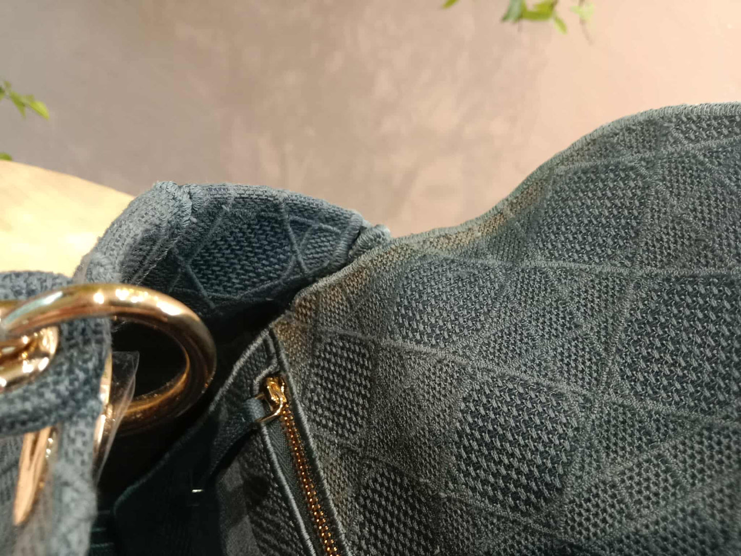 Dior Canvas Embroidered Cannage Medium Lady D-Lite Denim Blue