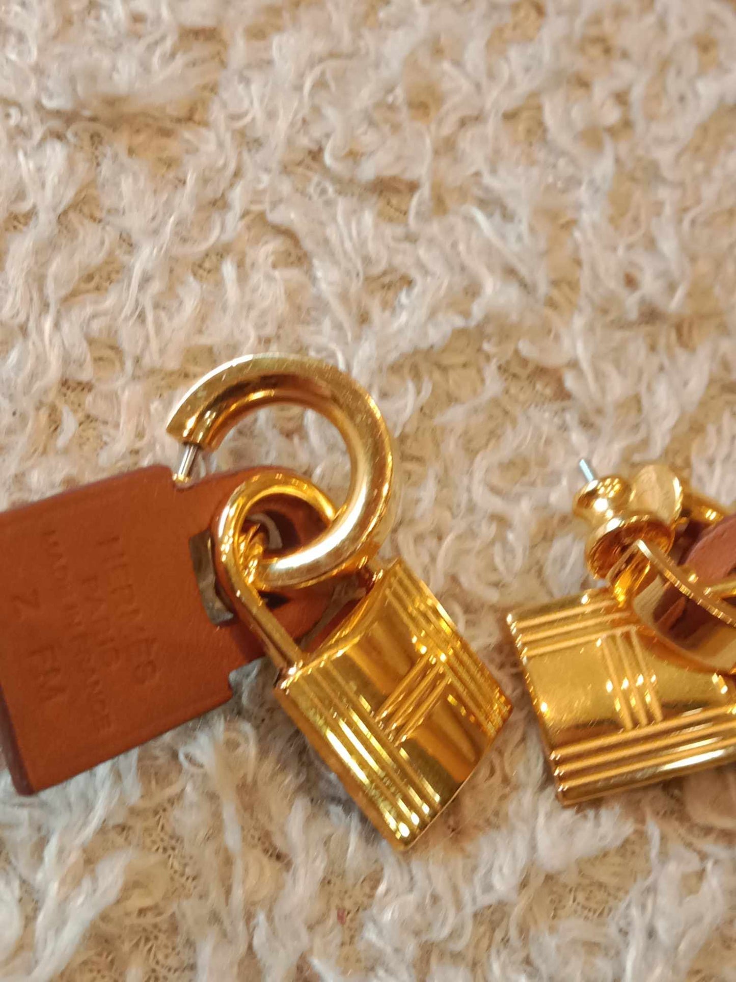 Hermes O'Kelly Gold on Gold Earrings Stamp Z 2021