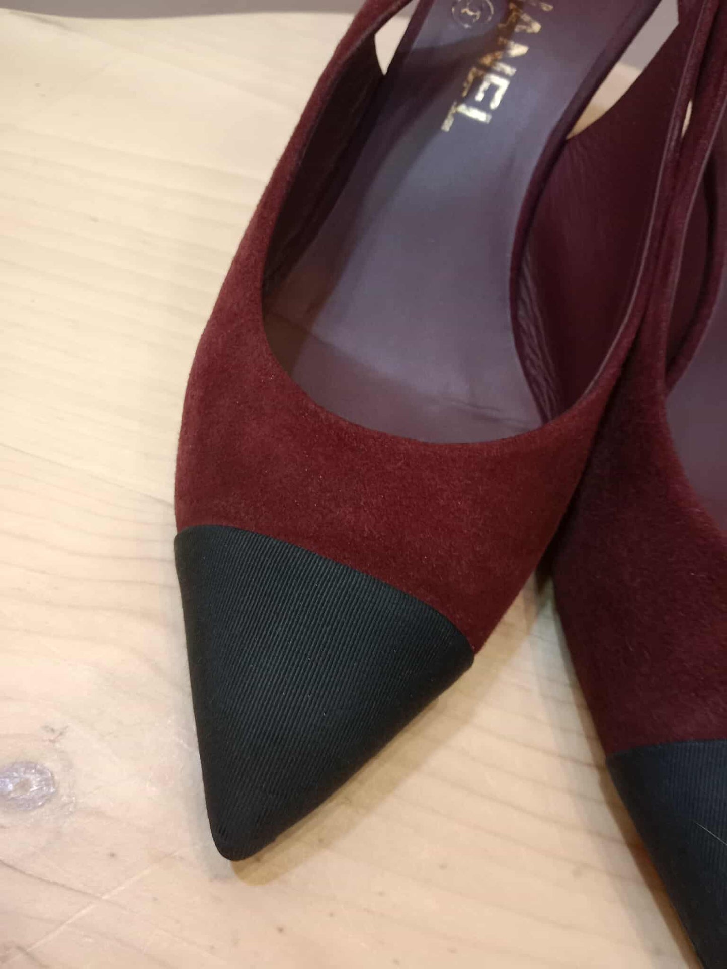 Chanel Suede Slingback Mules Maroon 37C