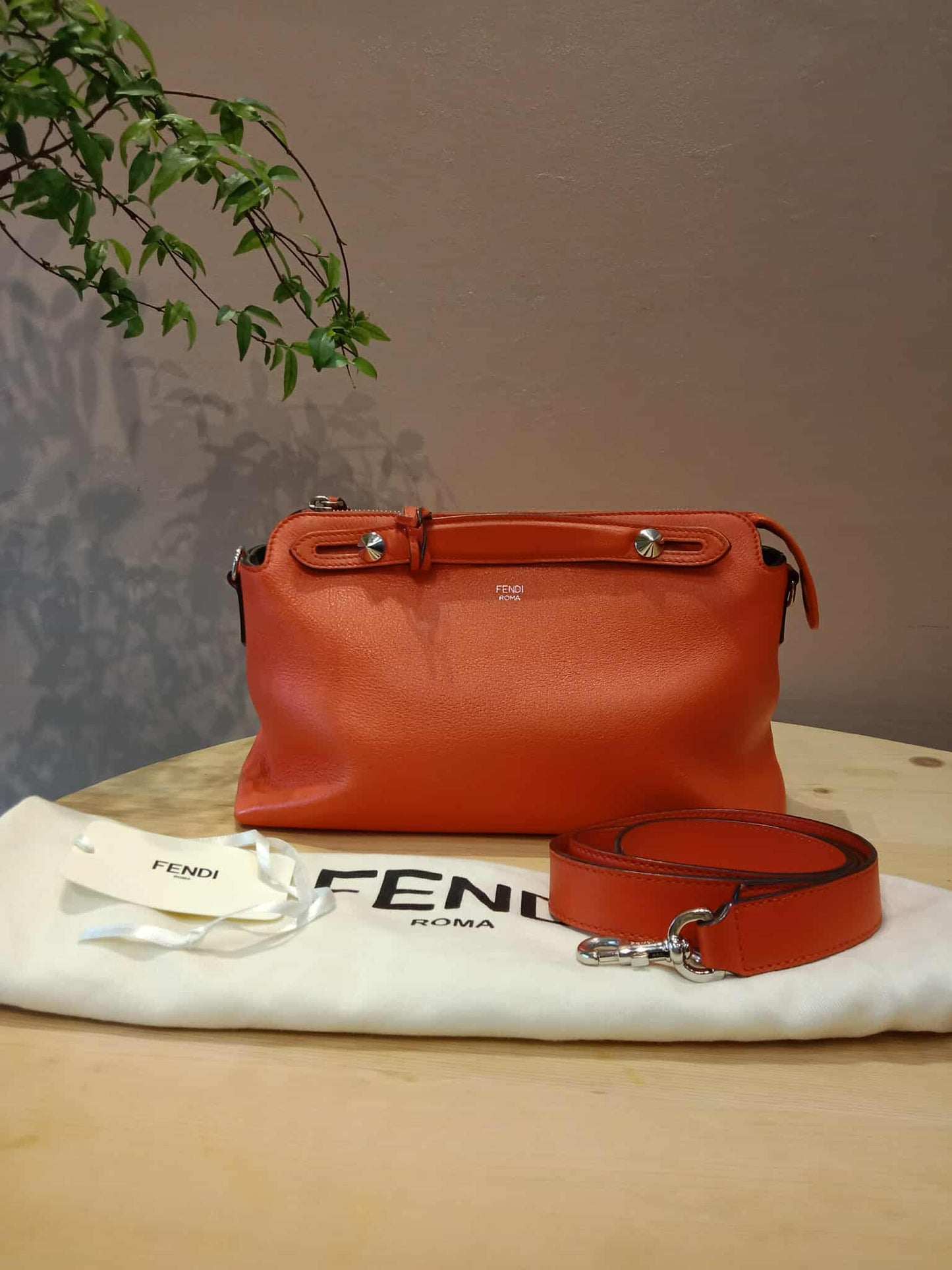 Fendi Papavero Calfskin Leather By-the-Way Mini Red Orange Bag