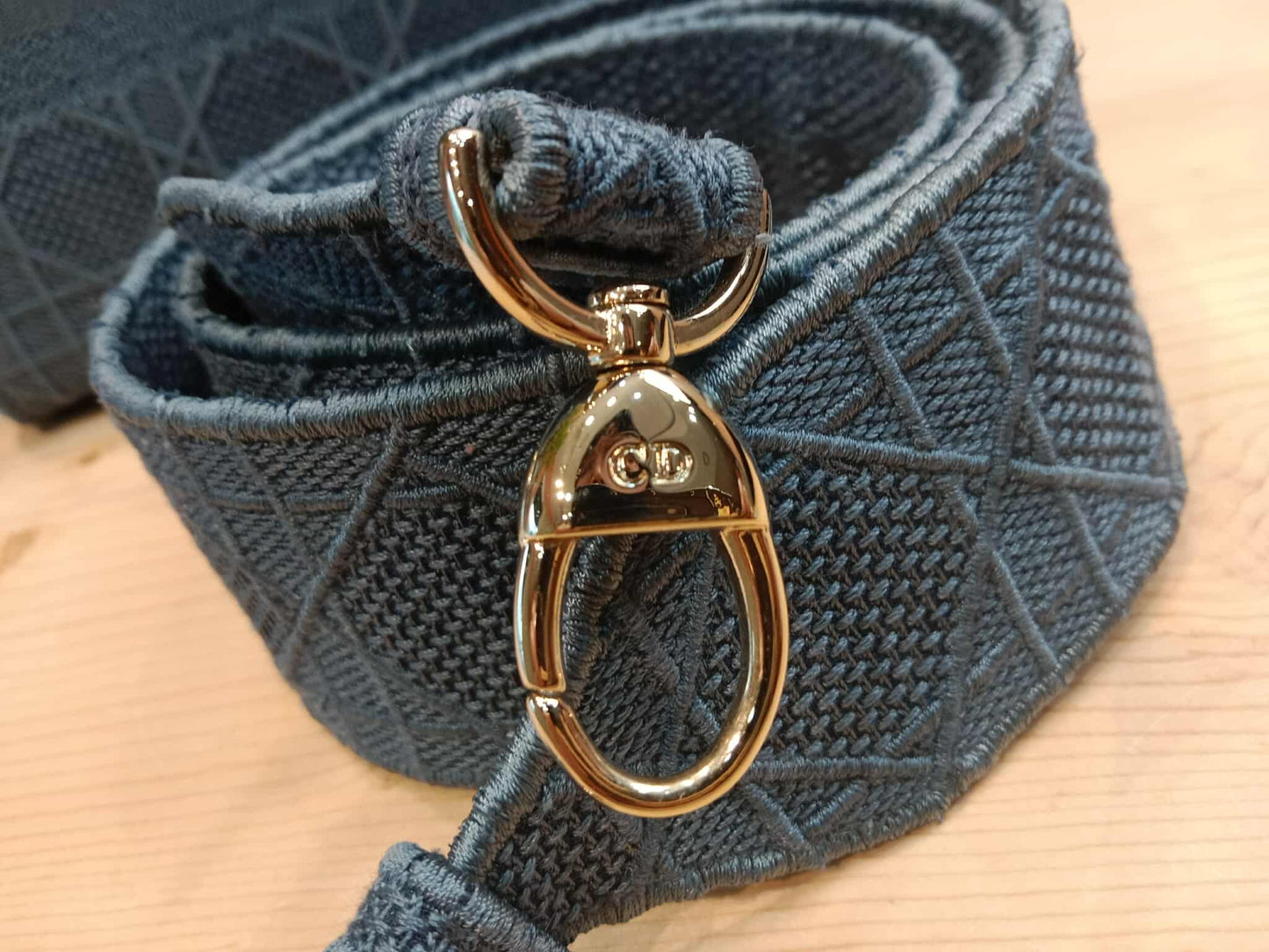 Dior Canvas Embroidered Cannage Medium Lady D-Lite Denim Blue