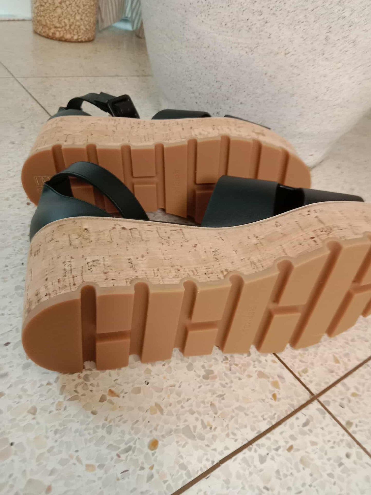 Hermes Wedge Sandals Black Size 38