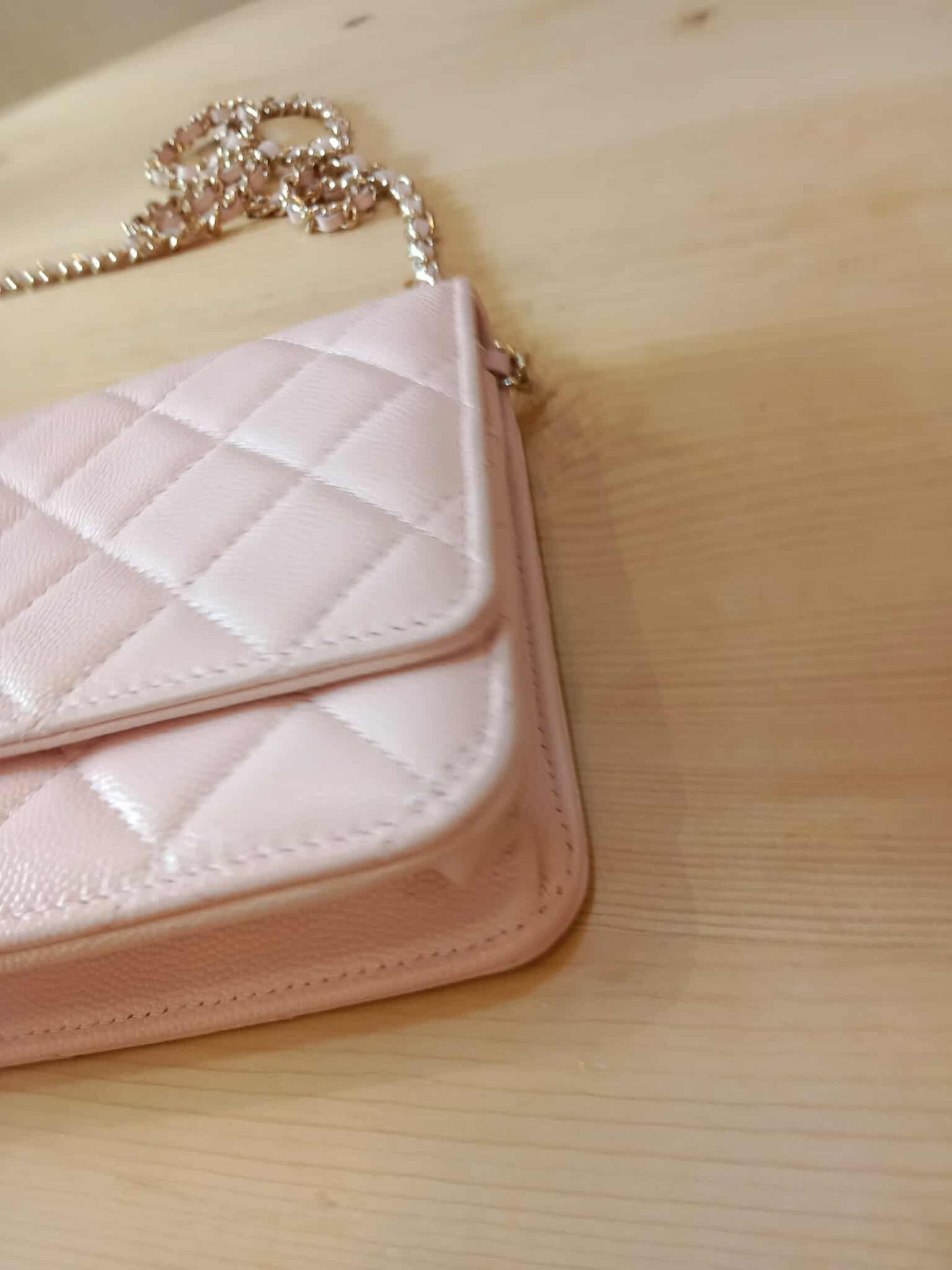 Chanel CC Wallet on Chain Light Pink Microchipped