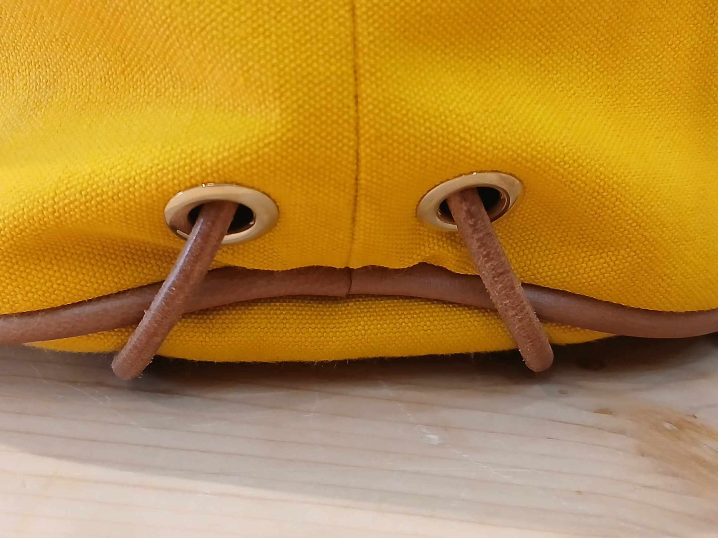 Hermes Yellow Canvas Sac Polochon Mimile Drawstring Backpack