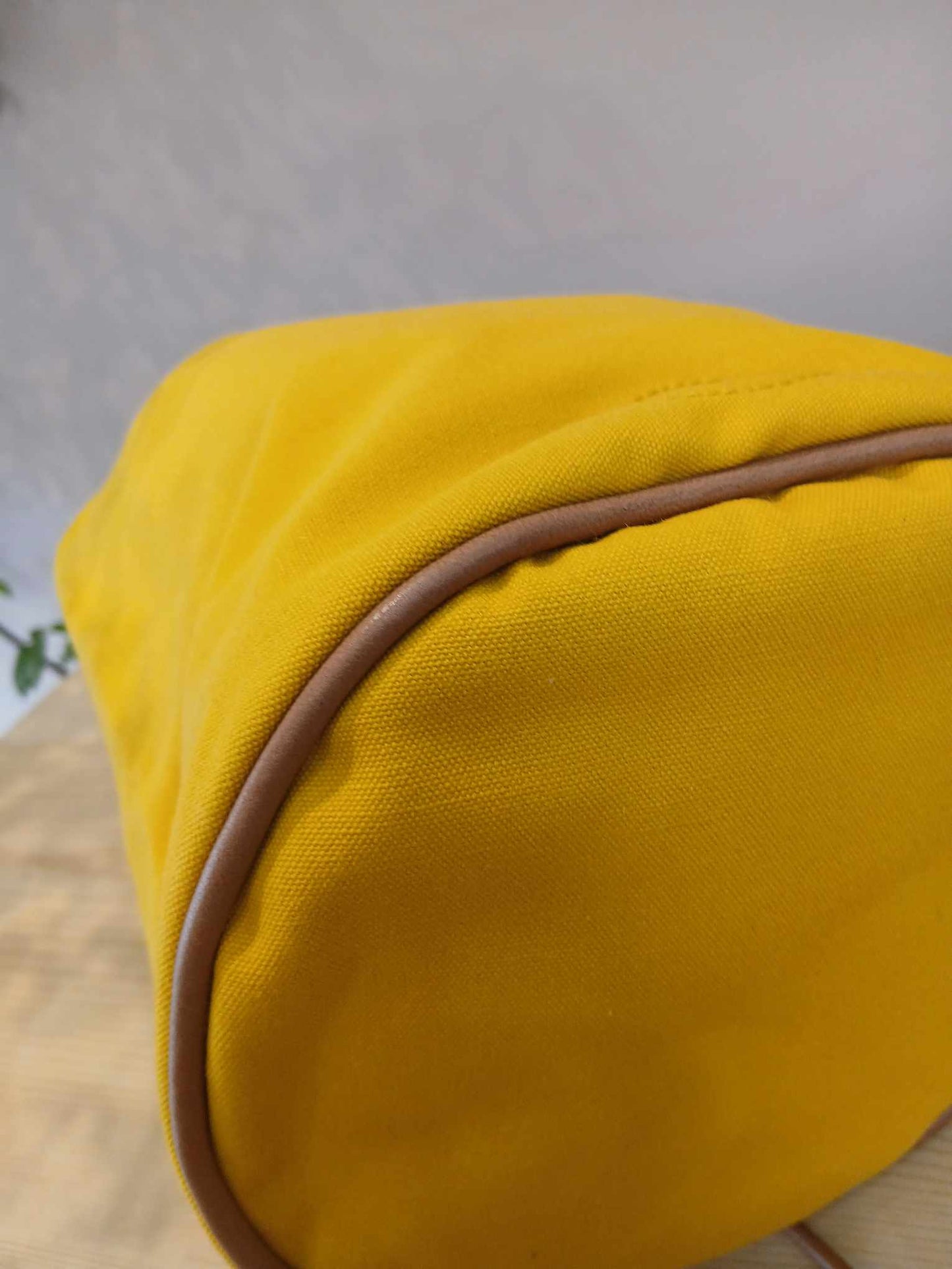 Hermes Yellow Canvas Sac Polochon Mimile Drawstring Backpack