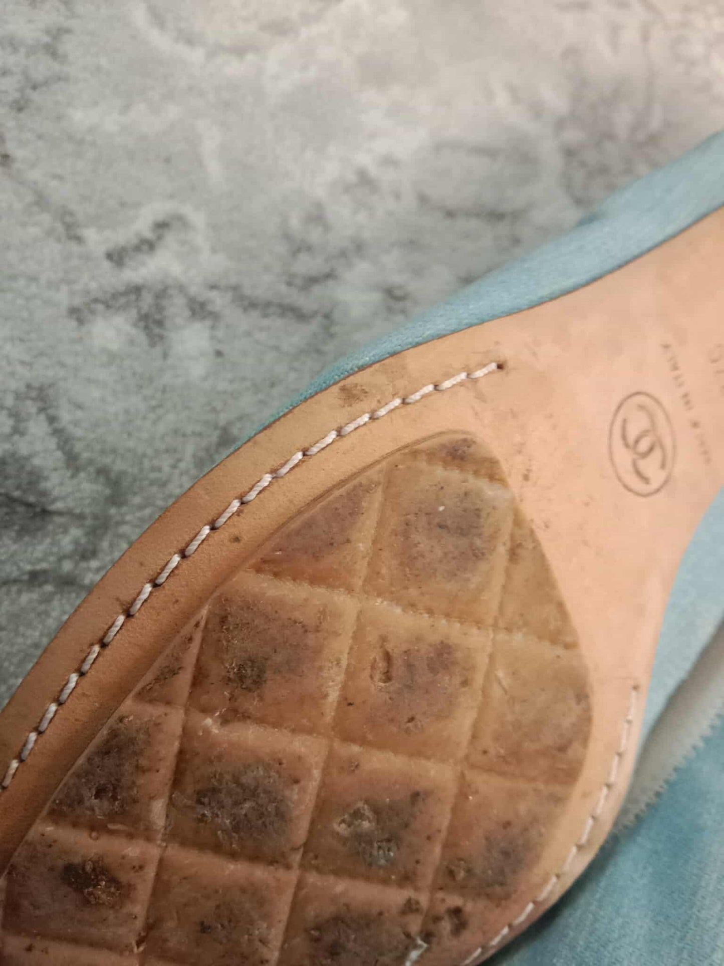 Chanel Coco Mark Ballerina Denim Pumps Size 37C