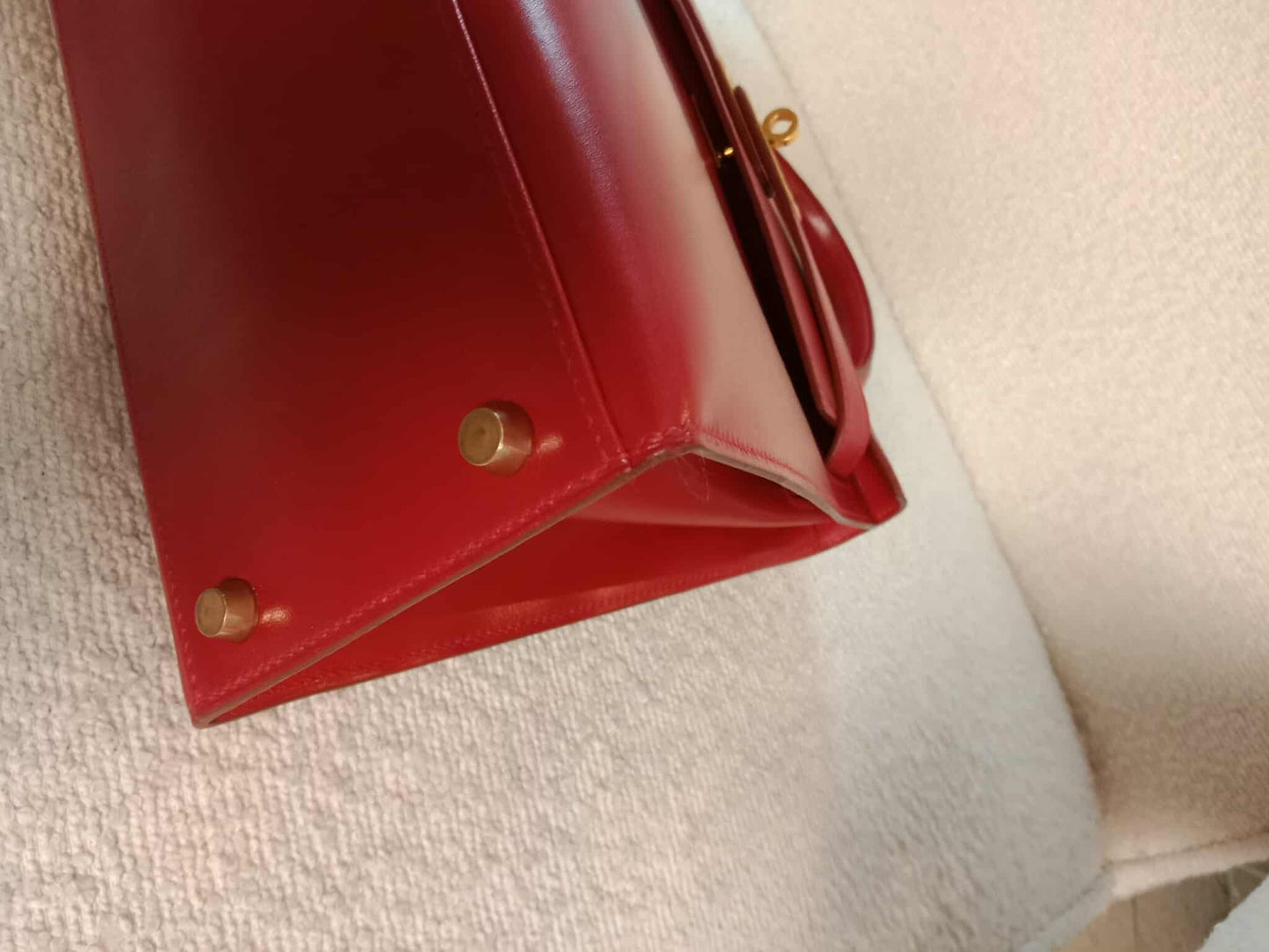 Hermes Kelly 28 Calfbox Leather Rouge VIF Stamp F Square 2002