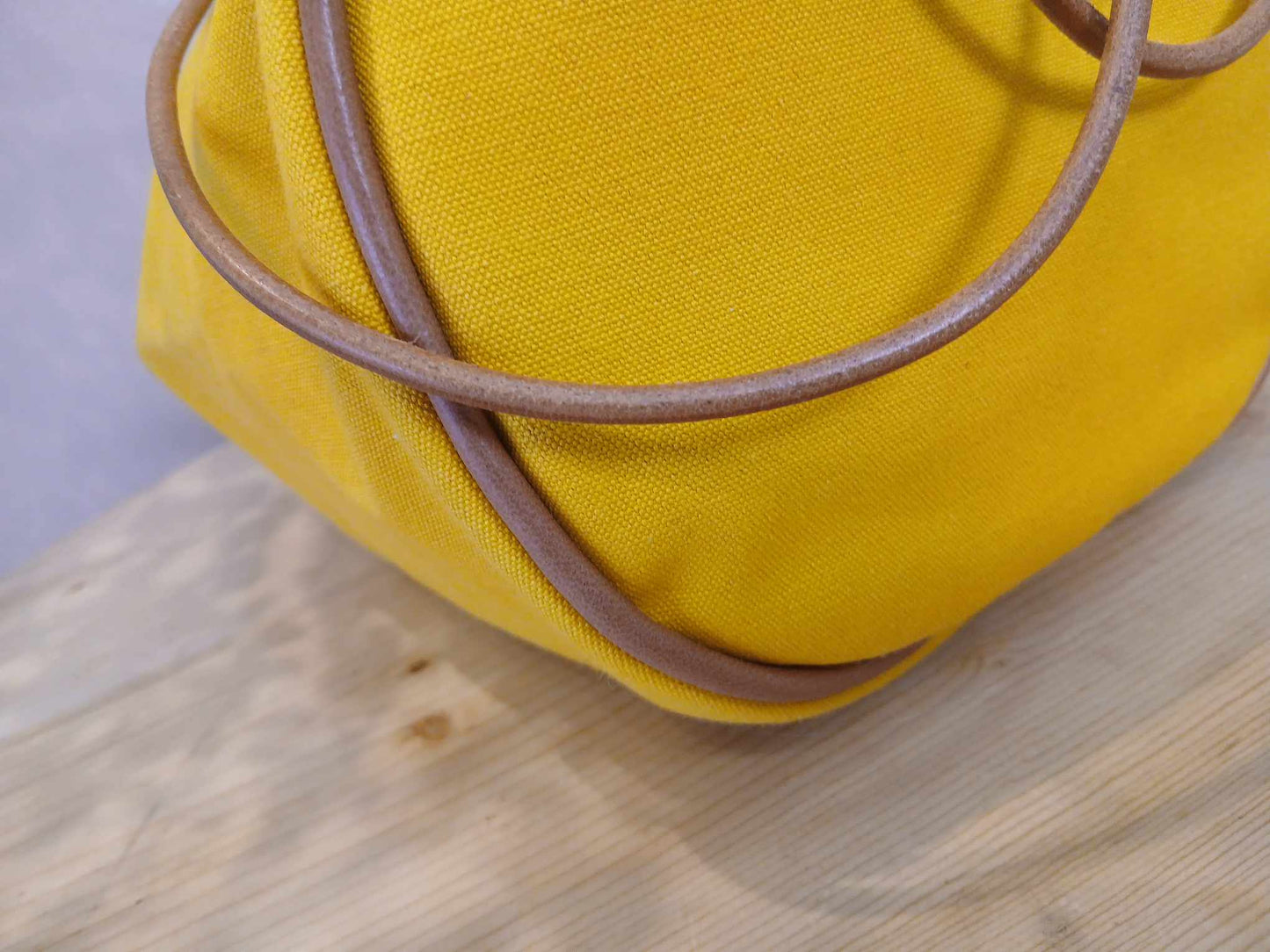 Hermes Yellow Canvas Sac Polochon Mimile Drawstring Backpack