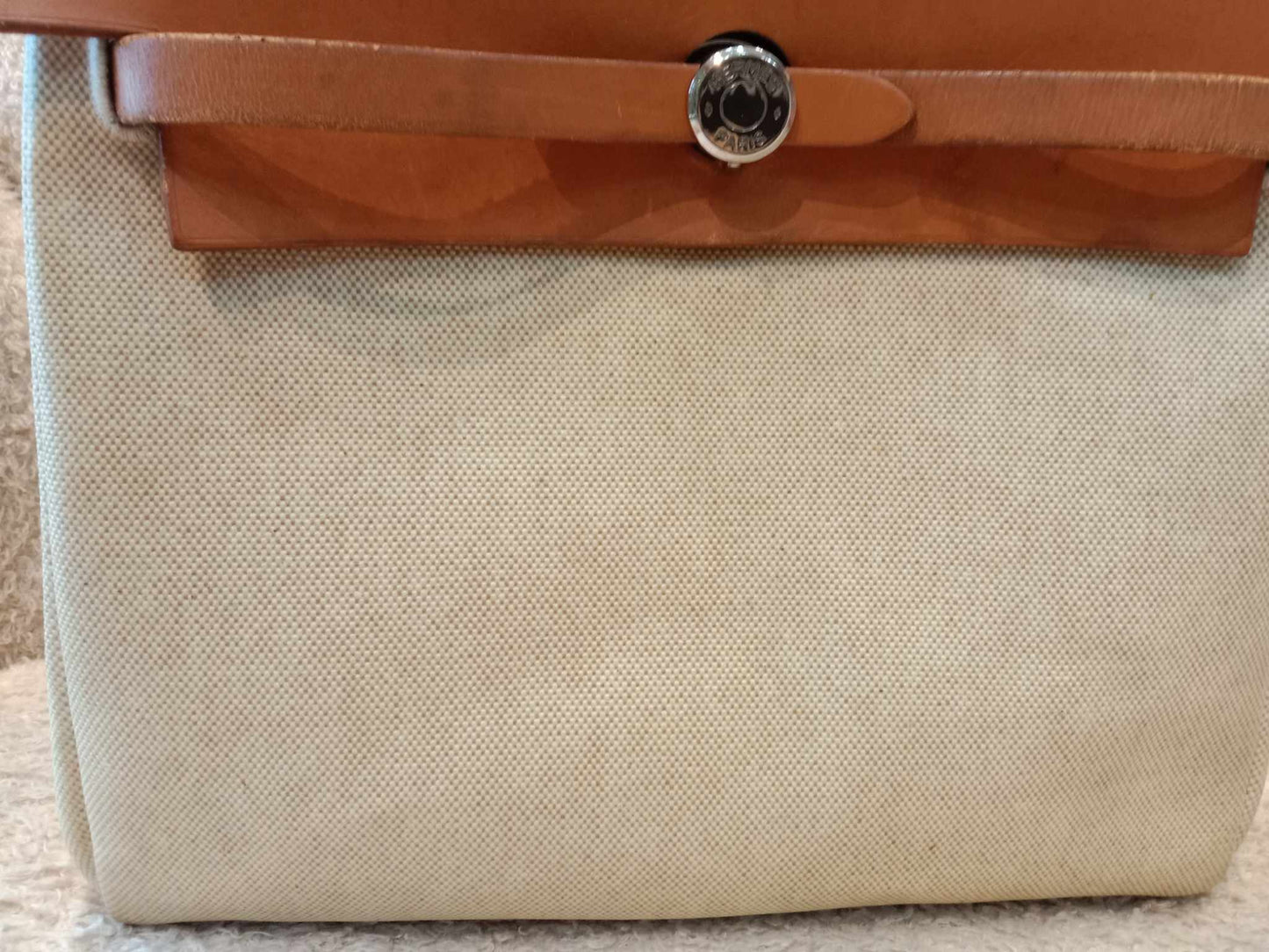 Hermes Herbag Canvas Beige/Brown Stamp B Square 1998