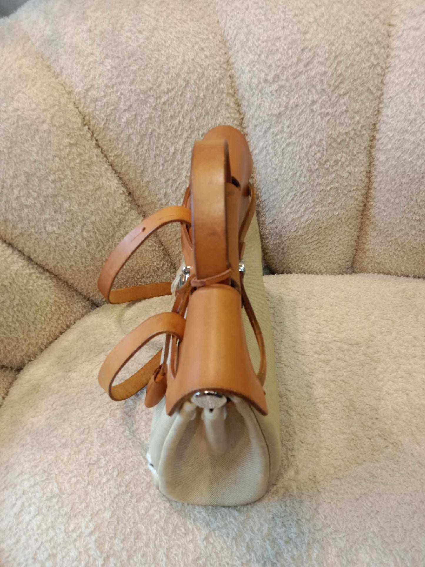 Hermes Herbag Canvas Beige/Brown Stamp B Square 1998