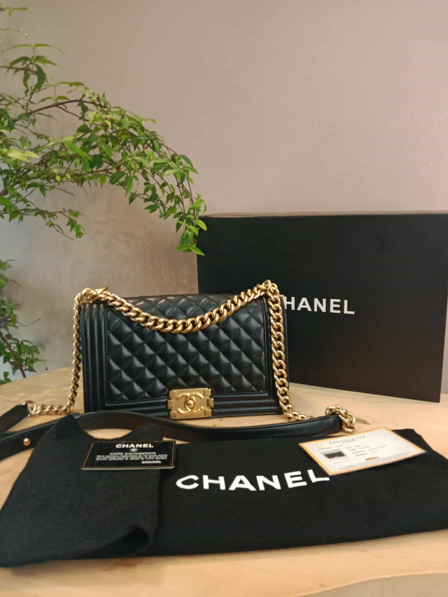 Chanel Leboy Old Medium Quilted Caviar Black Series 25