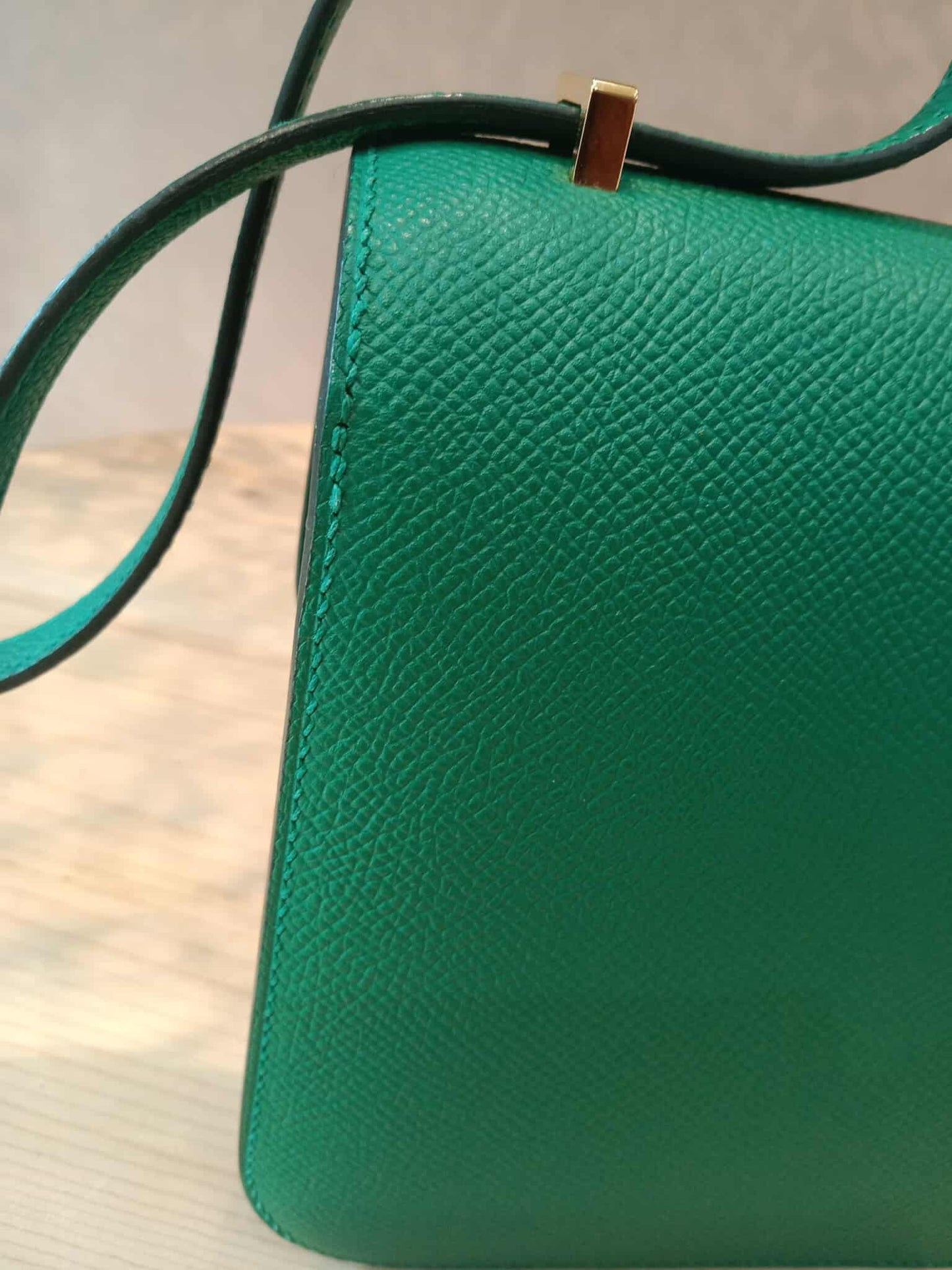 Hermes Constance 18 Green Epsom Stamp C 2018